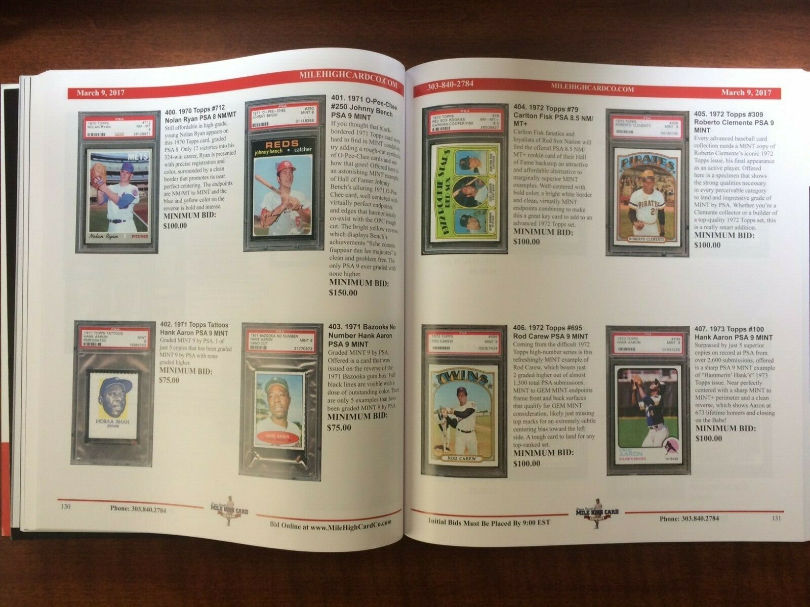 3/9/2017 Mile High Card Company Auction Catalog 200 pages Walter Johnson/Mantle