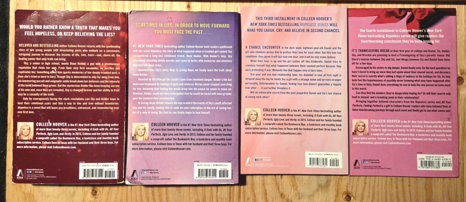 Colleen Hoover Hopeless Series Lot 4 Books Hopeless Losing Hope Finding Perfect