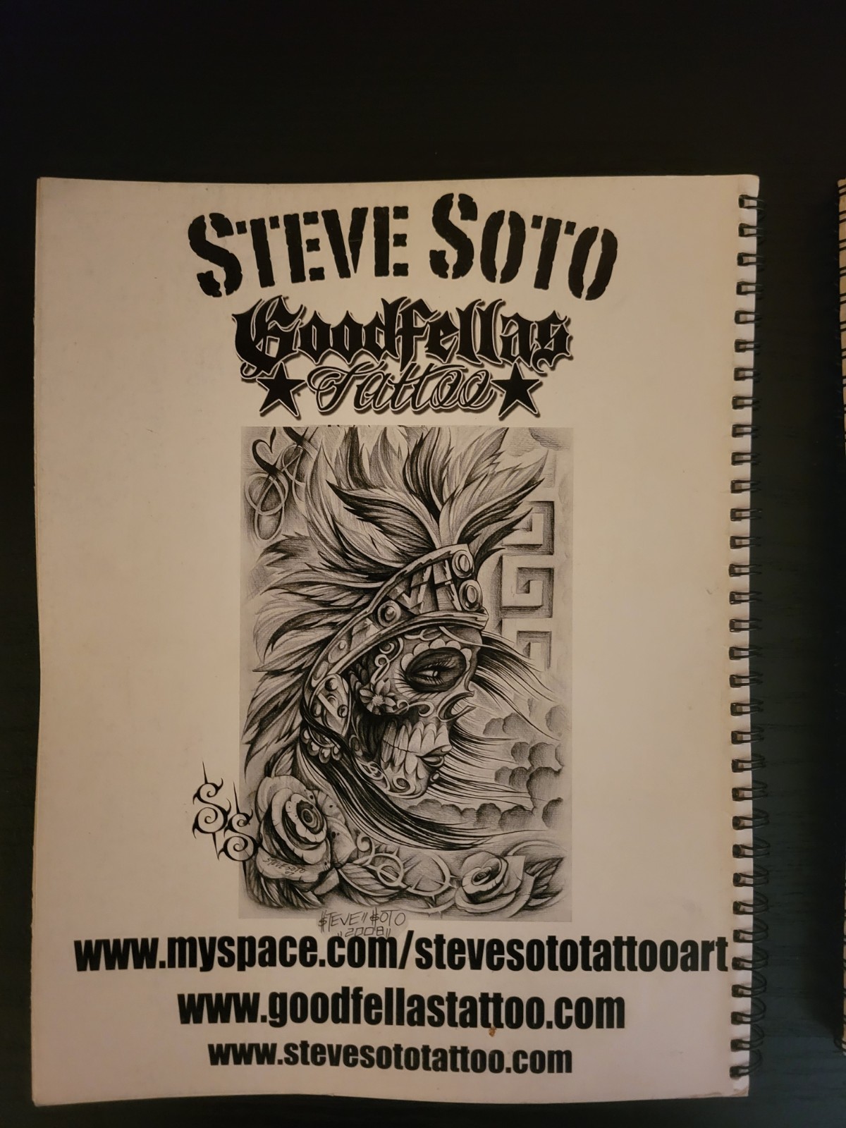 3 RELIGIOUS/MUERTOS SPIRAL BOUND TATTOO SKETCHBOOKS by: STEVE SOTO, 2008-9