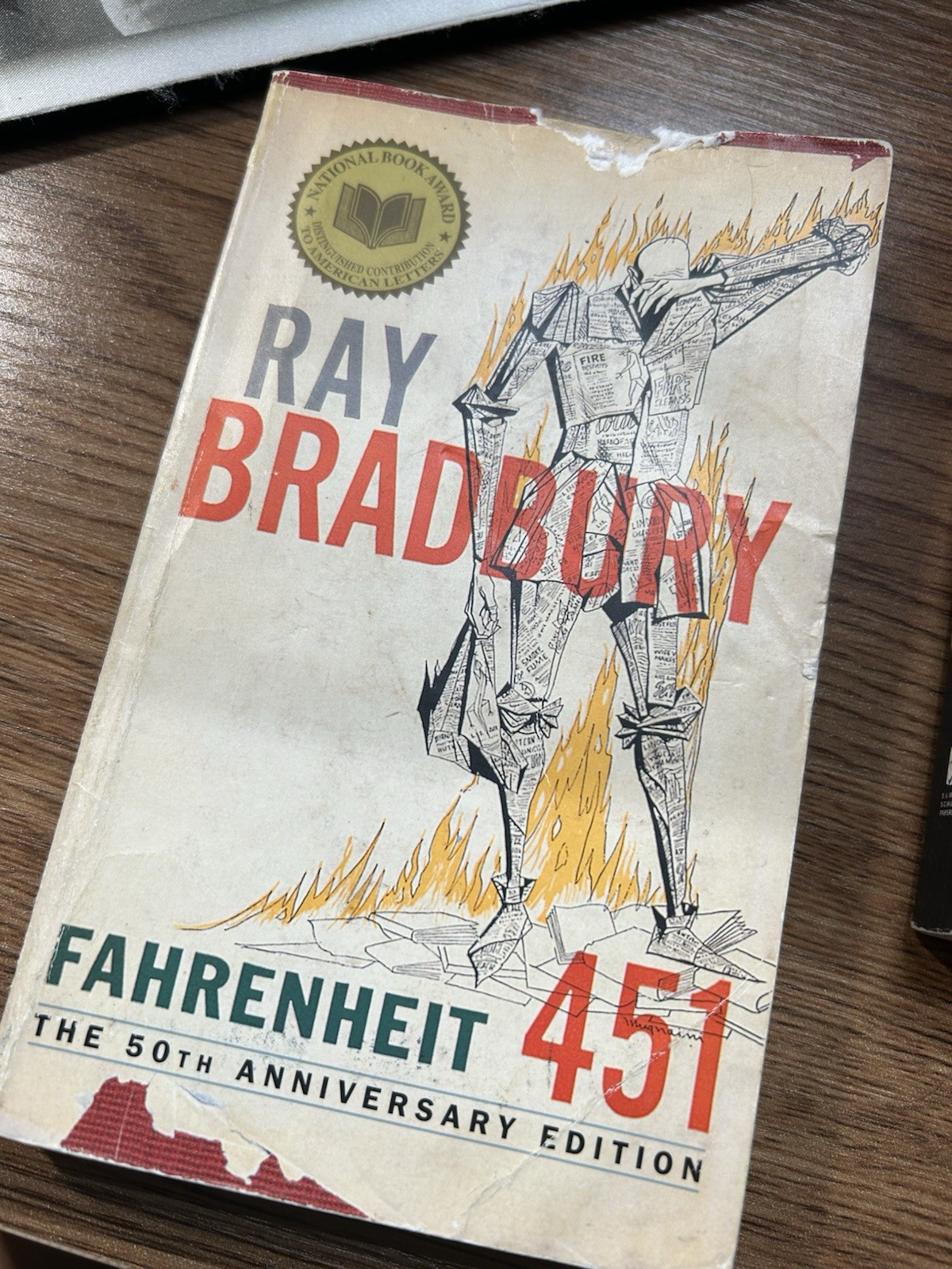 Fahrenheit 451 by Ray Bradbury, 50th Anniversary Edition Paperback 1991