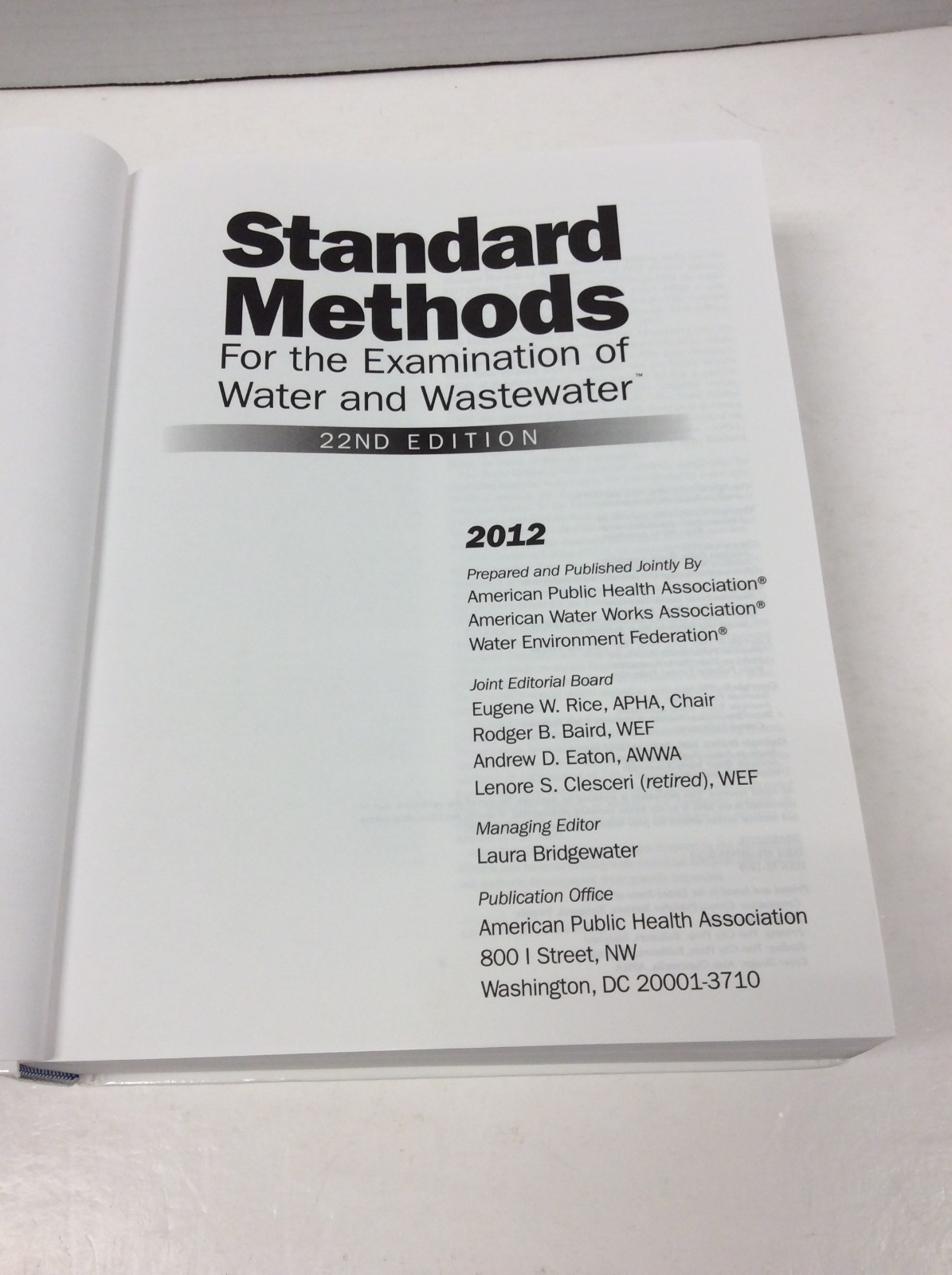 STANDARD METHODS FOR THE EXAMINATION OF WATER AND WASTEWATER 22nd Ed. 2012
