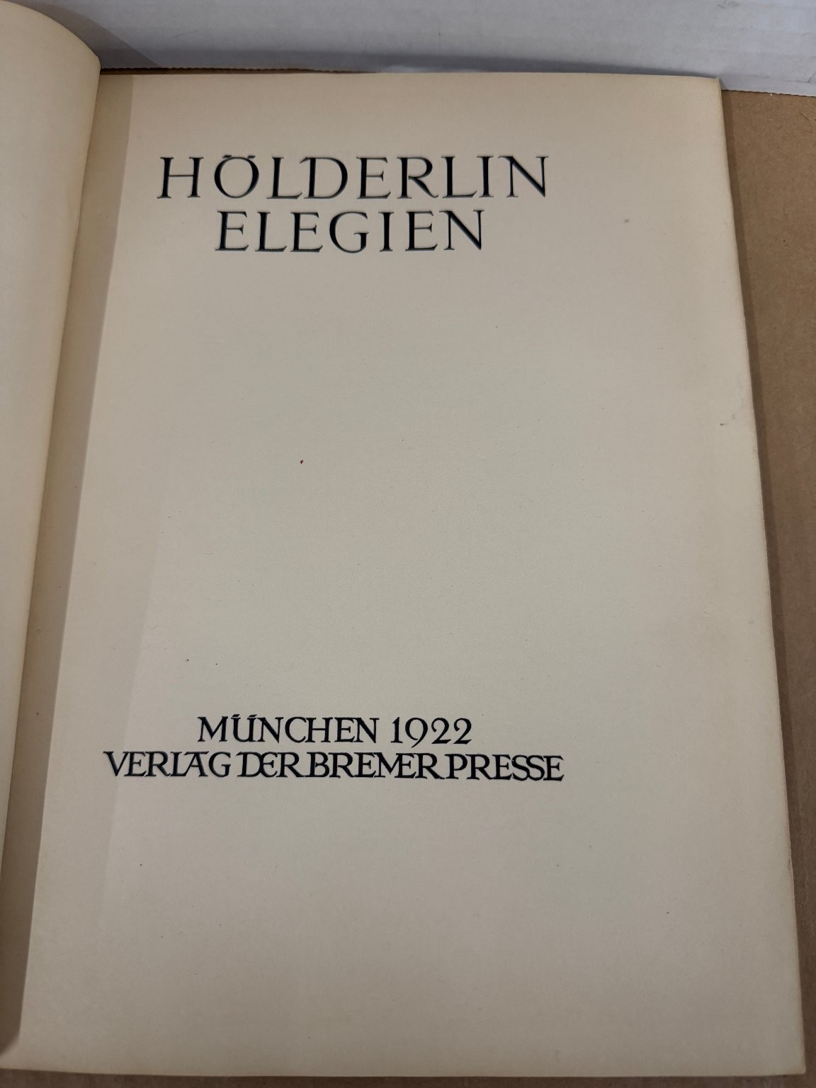 Elegien Hölderlin Bremer Presse 1922 German Fine Press Poetry
