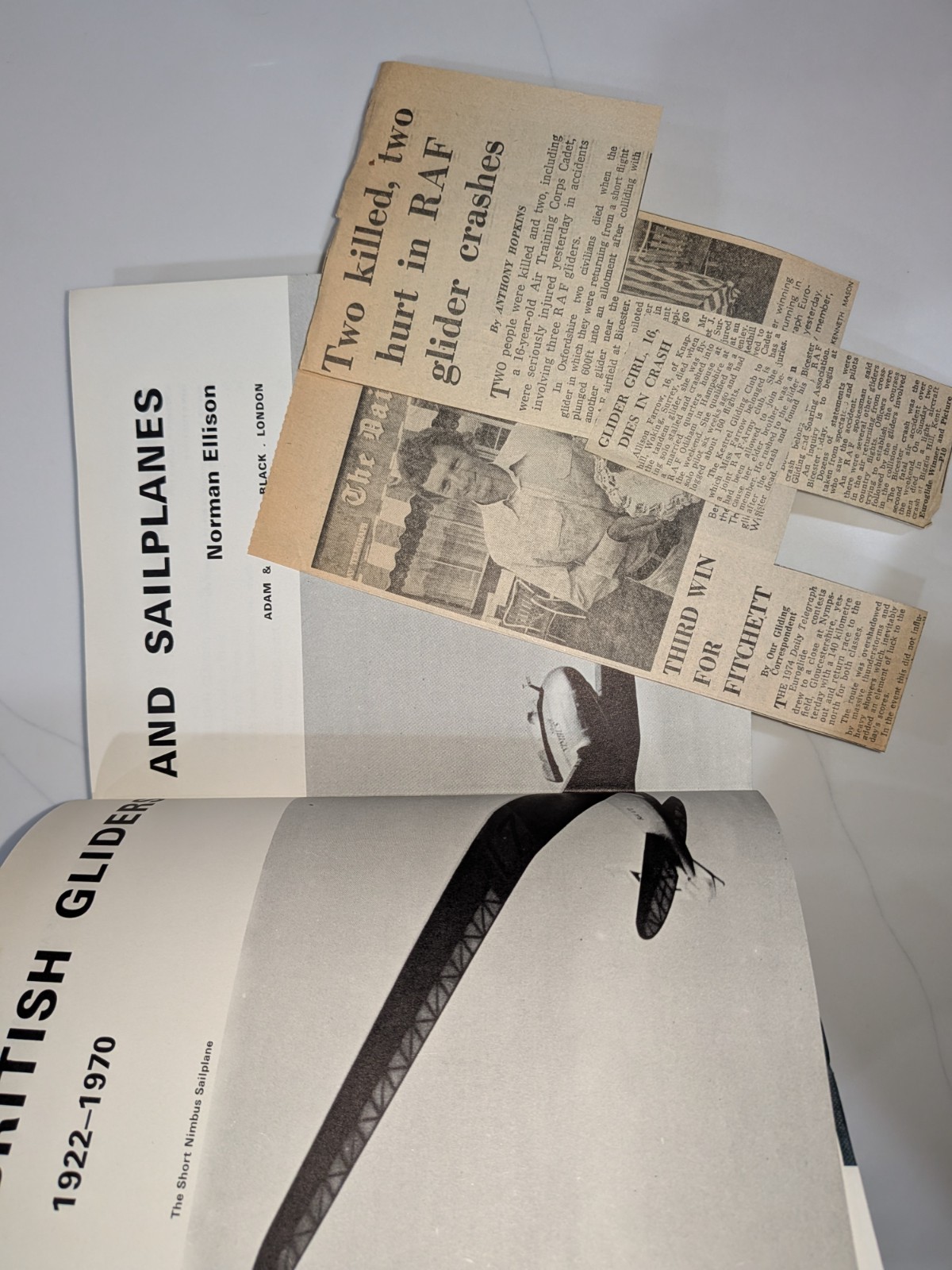 British Gliders and Sailplanes 1922-1970 – Norman Ellison | 1971 1st Ed | DJ