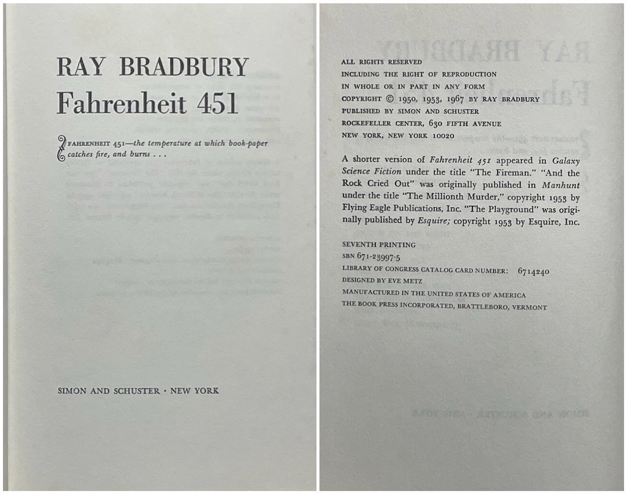 Ray Bradbury / lot of 8 hardcover First & early Editions