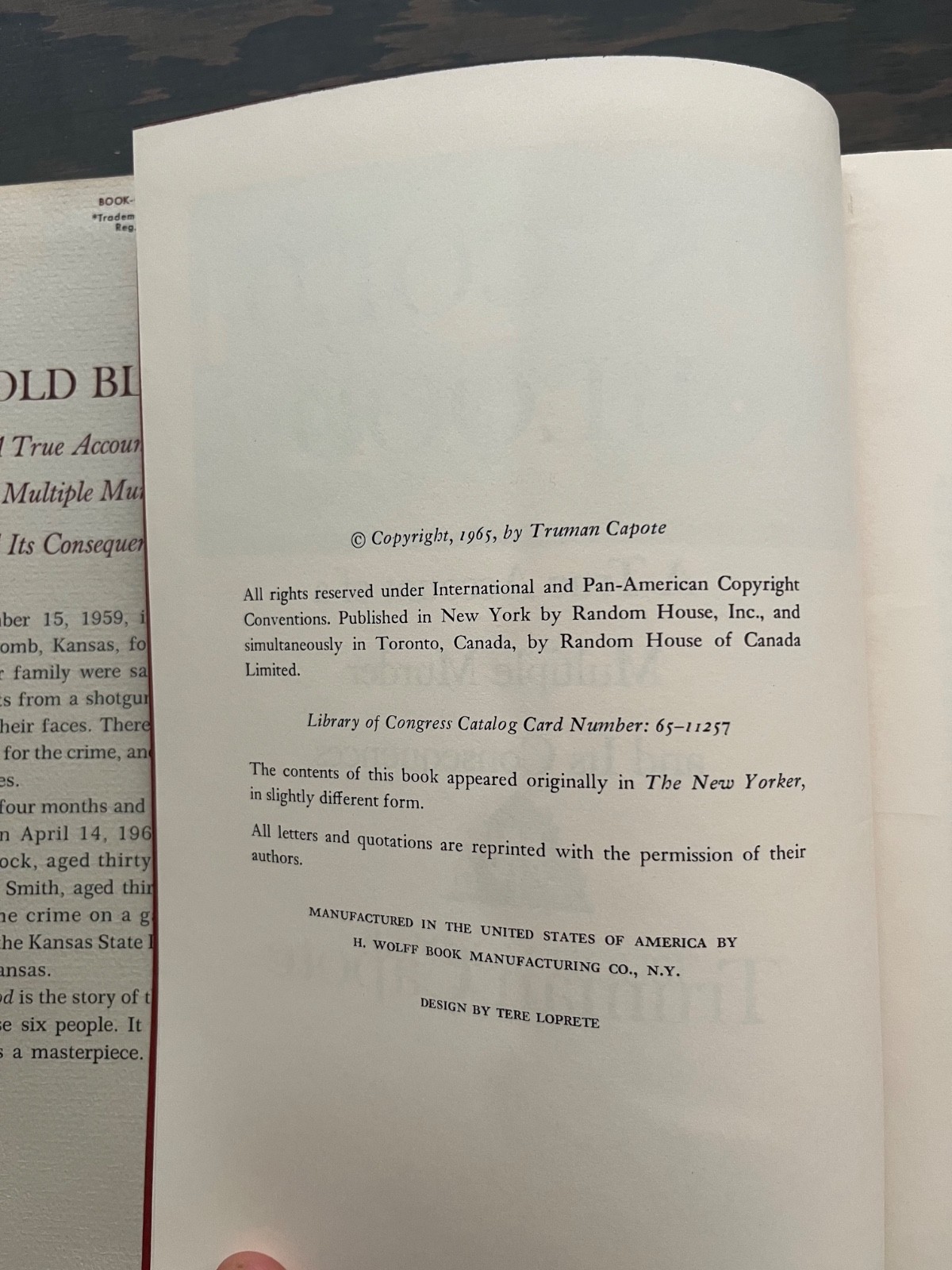 In Cold Blood by Truman Capote First Edition (1965, Hardcover)
