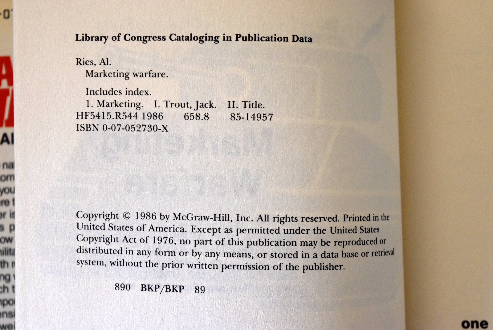 Al Ries & Jack Trout: Marketing Warfare Signed By The Authors HC/DJ