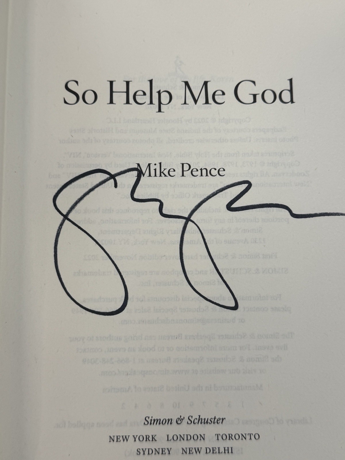 So Help Me God by Mike Pence SIGNED First Edition w/ DJ