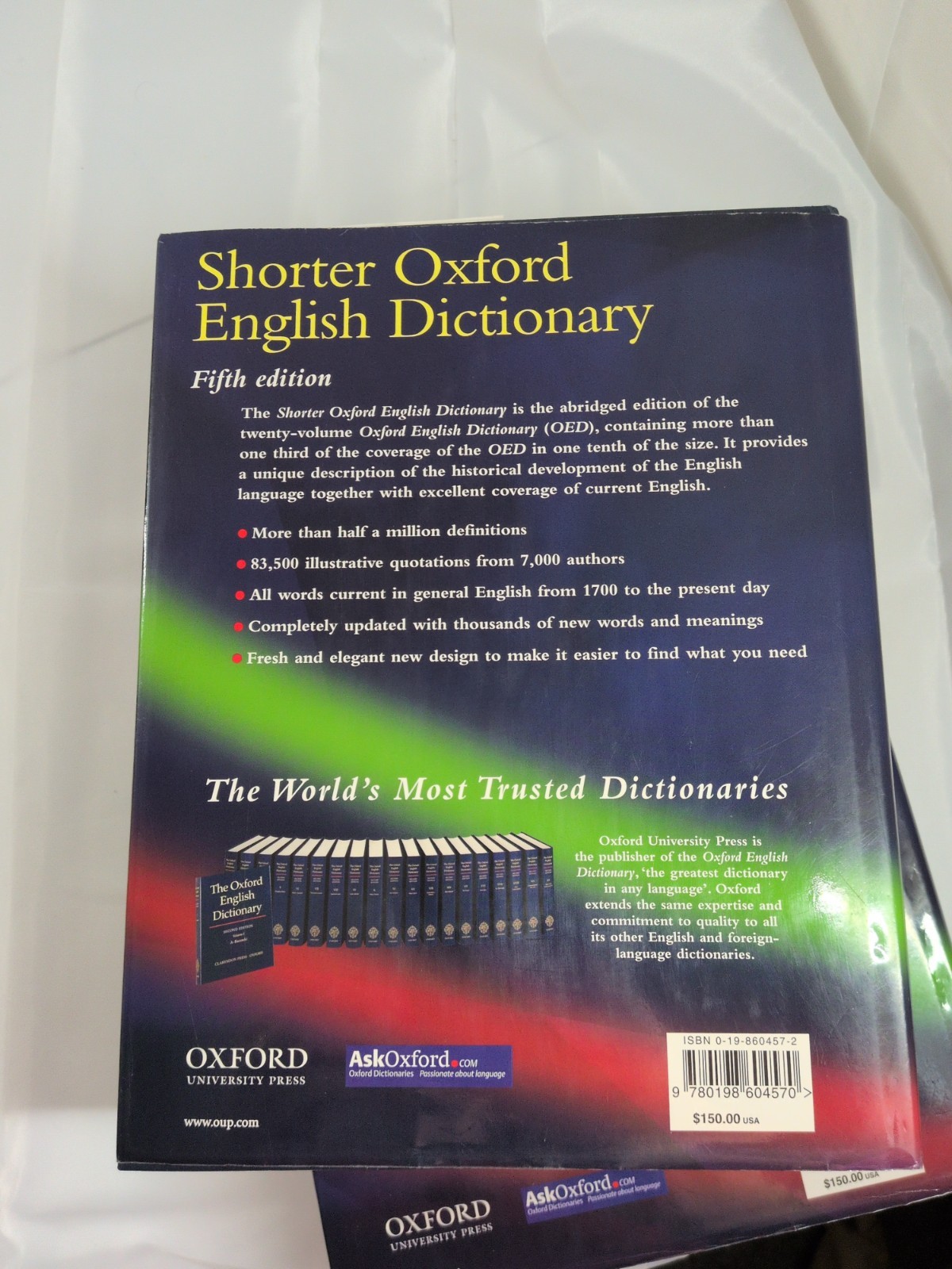 Shorter Oxford English Dictionary Fifth Edition 2-Volume Hardcover Set 2003