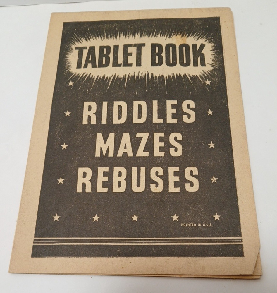1940’s Lot of 3 Pencil Games Tablet Books Riddles Mazes Pencil Play