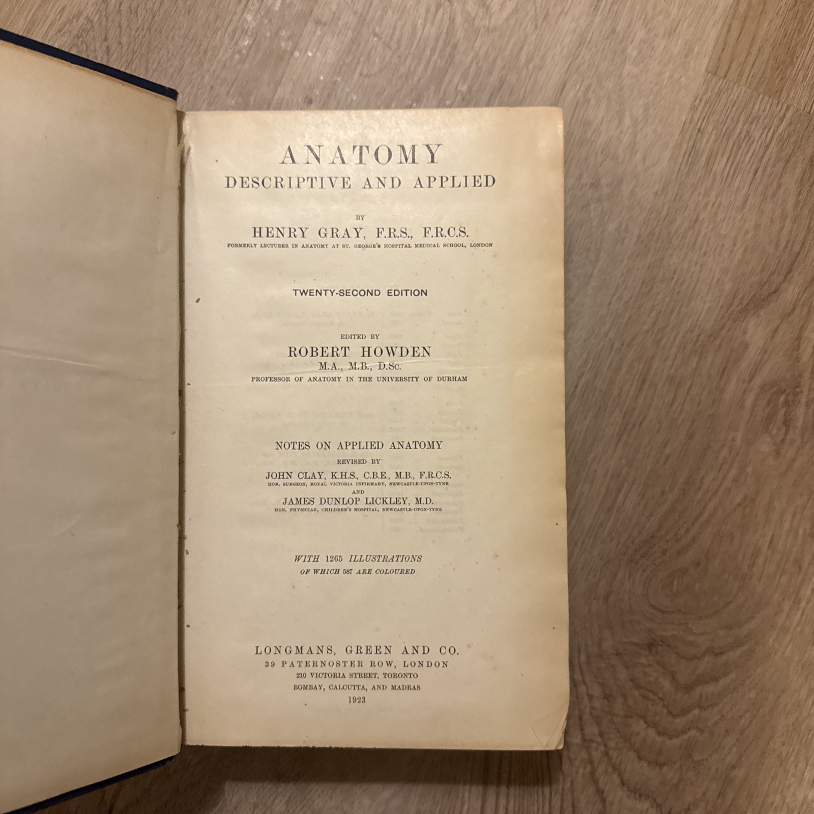 Rare 1923 Gray’s Descriptive and Applied – 22nd Ed (Classic Medical Collectible)