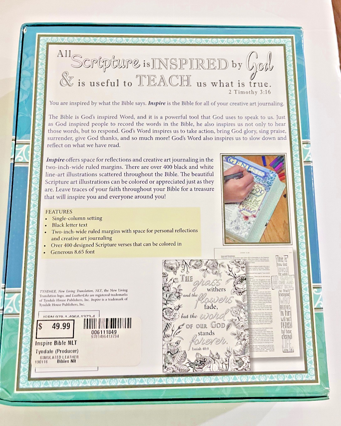 Inspire Bible : The Bible for Coloring and Creative Journaling by Tyndale House