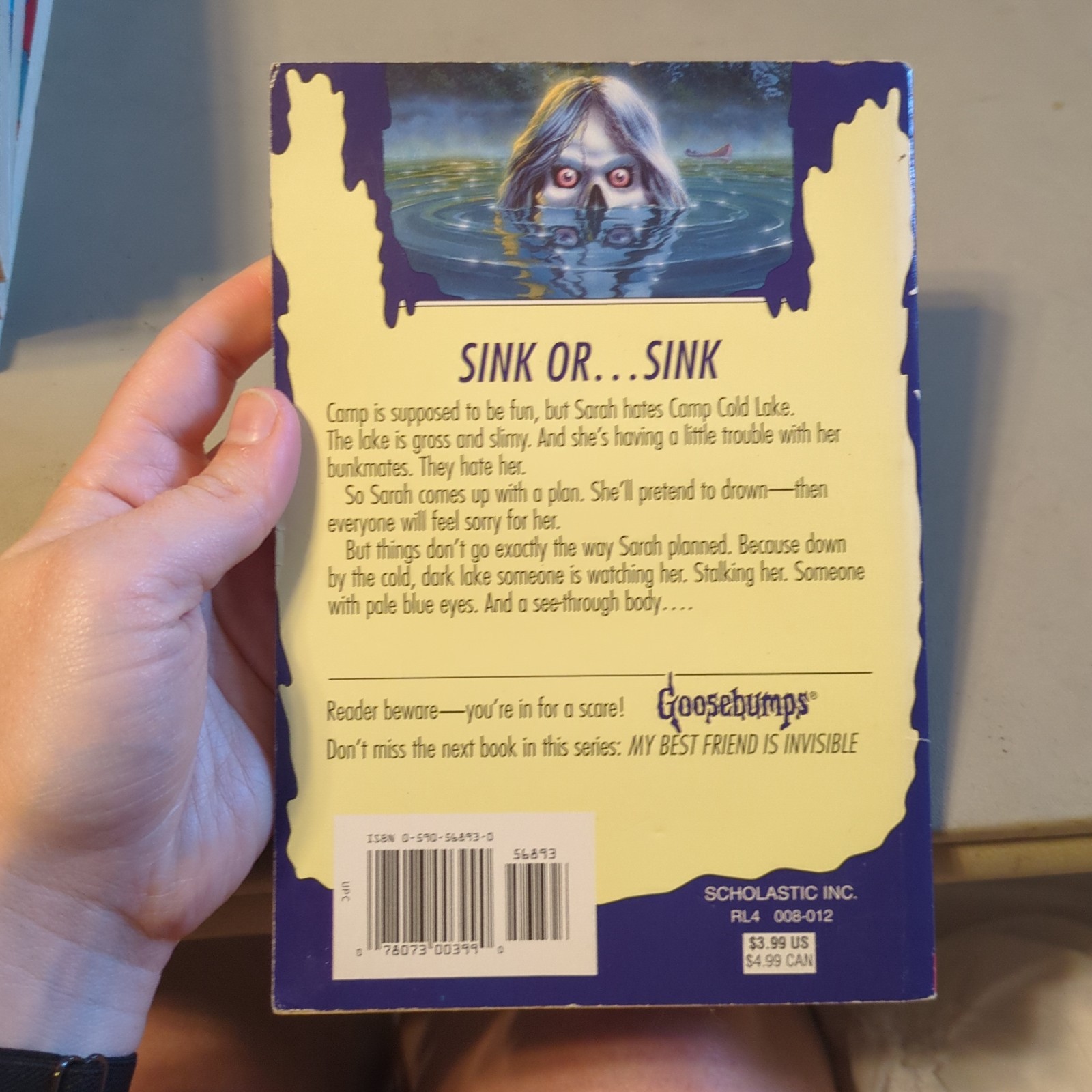 RL Stine Goosebumps Book #56 Curse Of Camp Cold Lake 1st Edition Vintage
