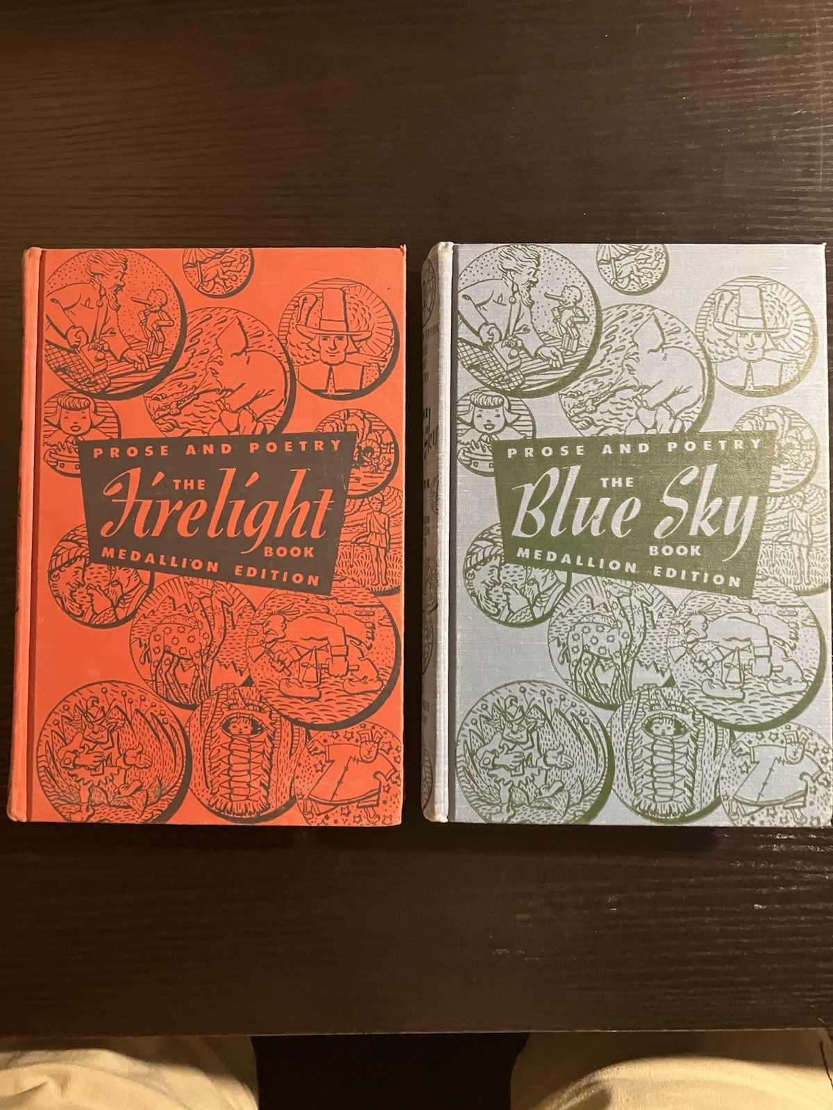 Prose and Poetry Medallion Editions, 1953 HC, Two book set -Blue Sky & Firelight