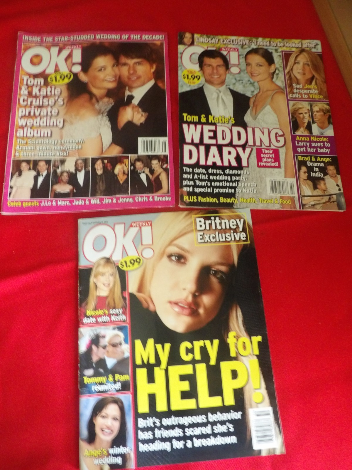 OK ! magazine lot of 3 , Britney , Jennifer , Tom & Kate 2006 issues