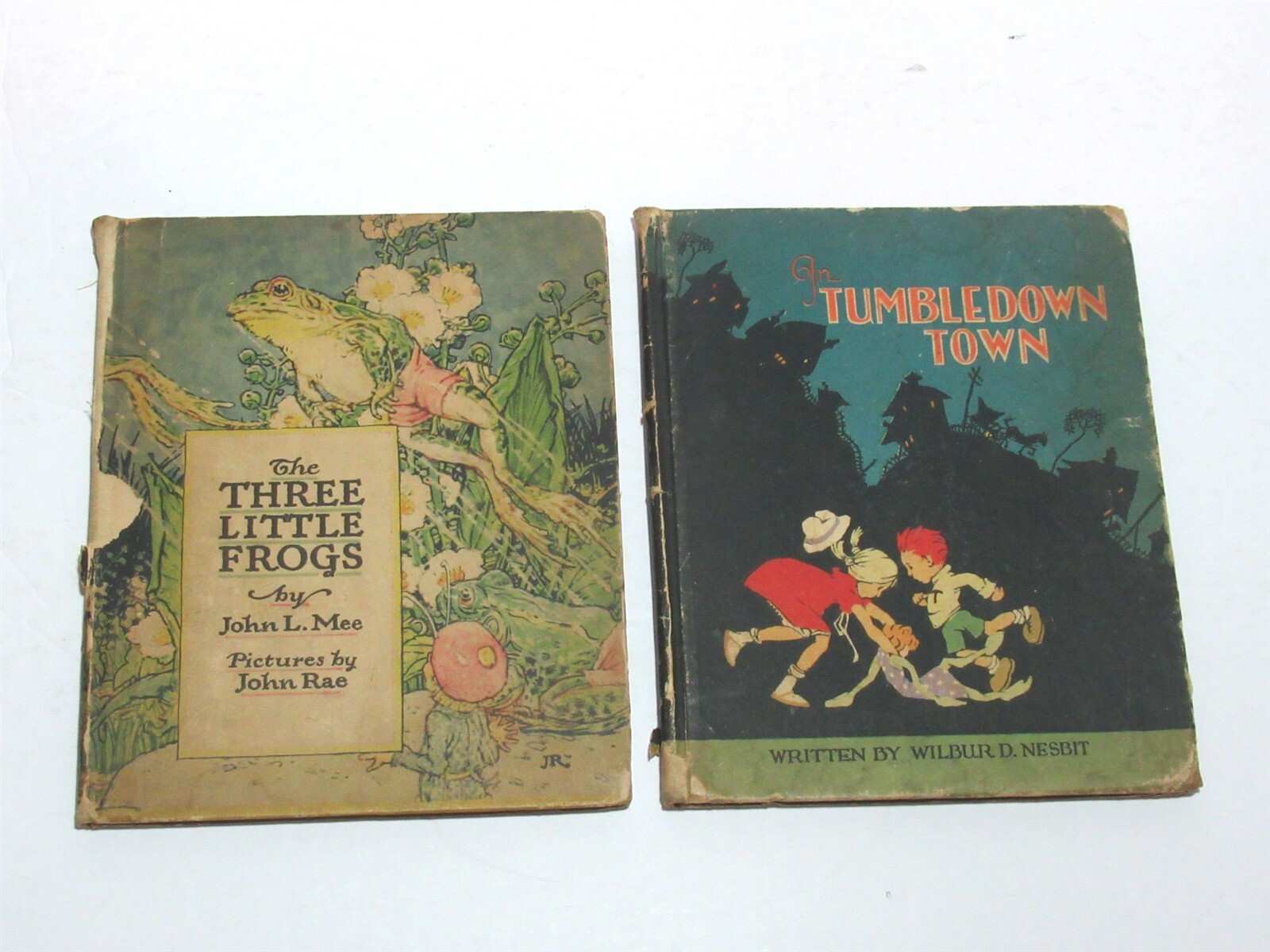 Vtg 1920s Volland Co HC Book Three Little Frogs John Mee Rae & Tumbledown Town