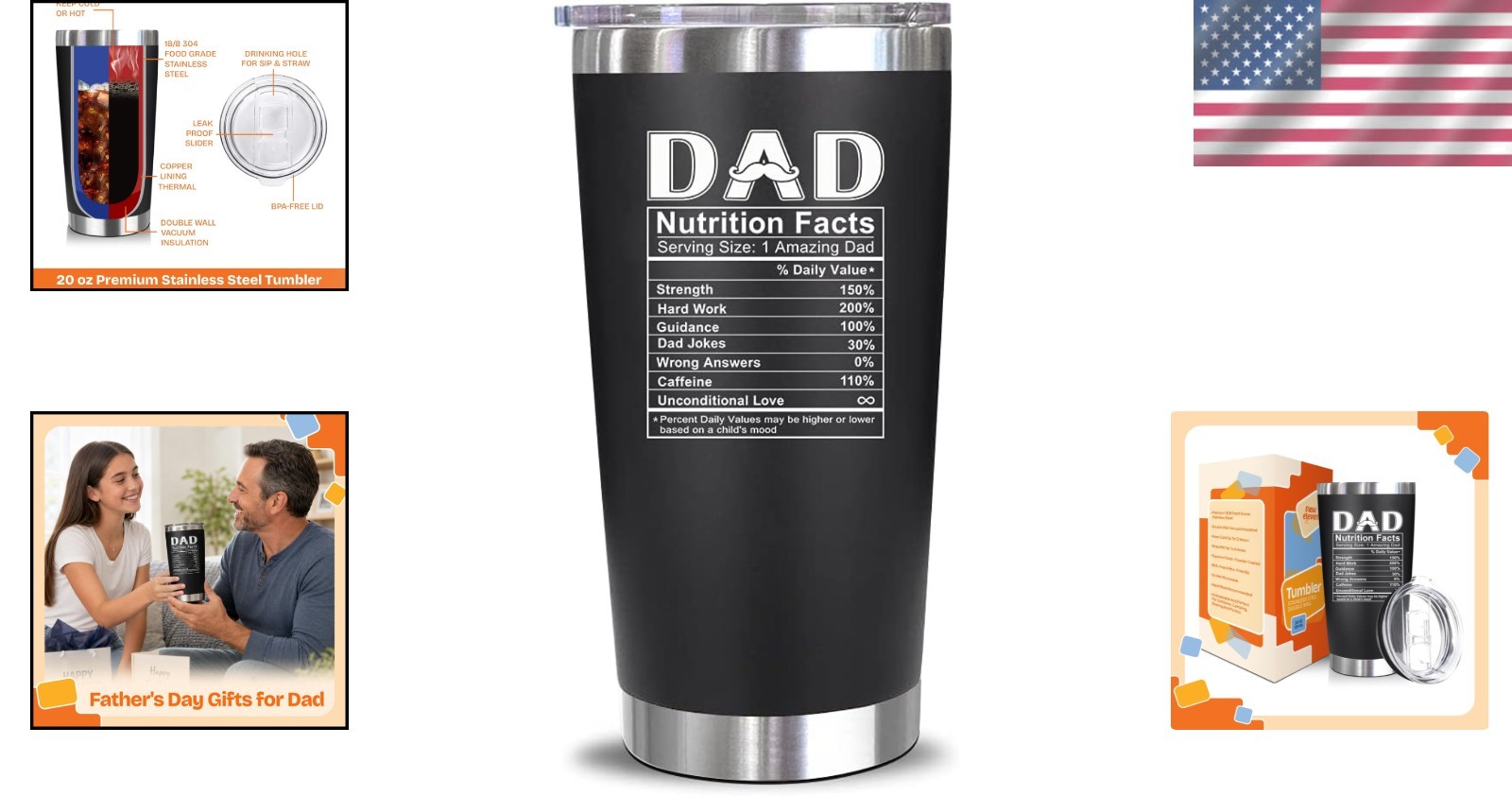 Humorous 20 Oz Tumbler for Dad – Break-Resistant, BPA-Free, Birthday Essential