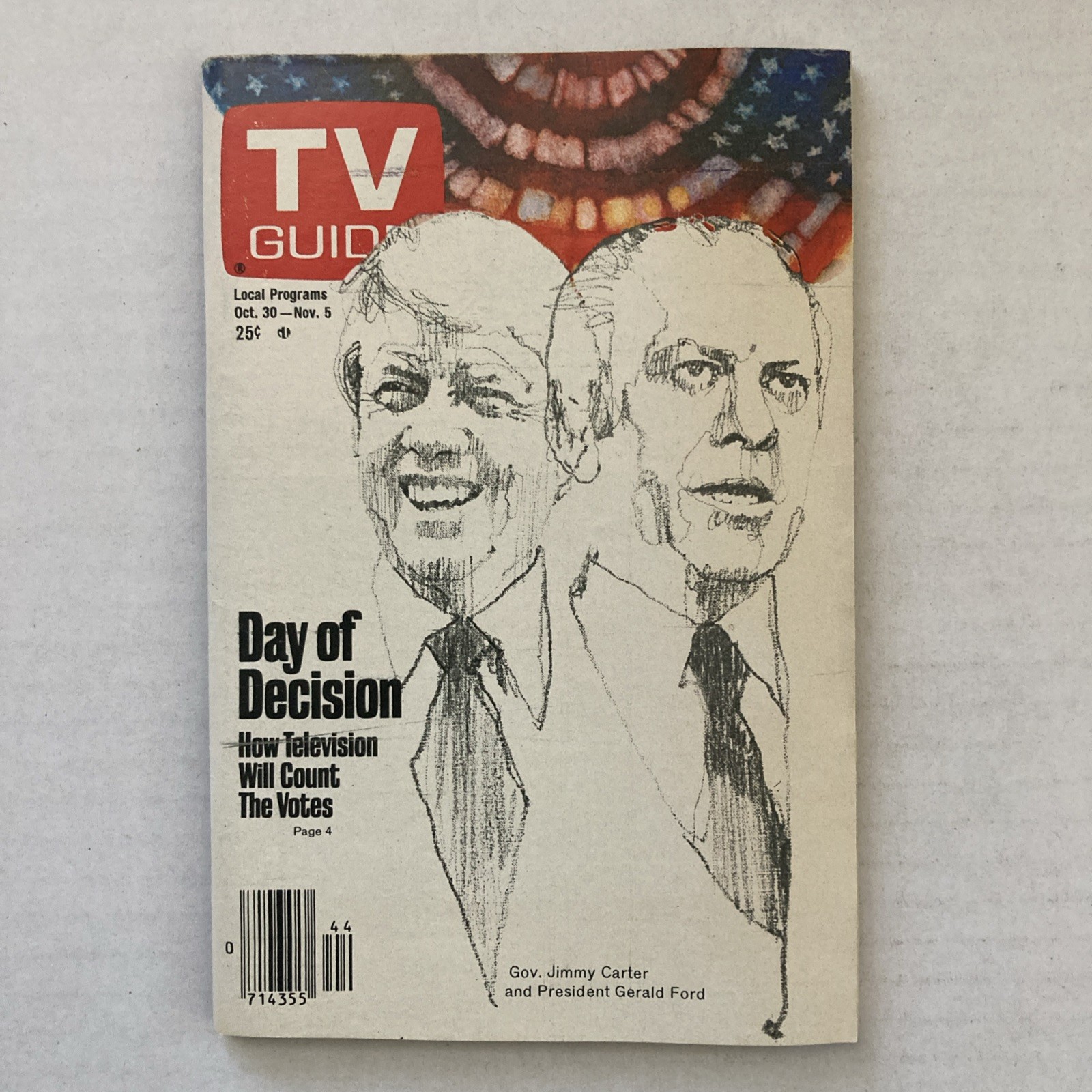 TV GUIDE MAGAZINE OCT 30 NOV 5, 1976 JIMMY CARTER GERALD FORD ELECTION So Fla Ed