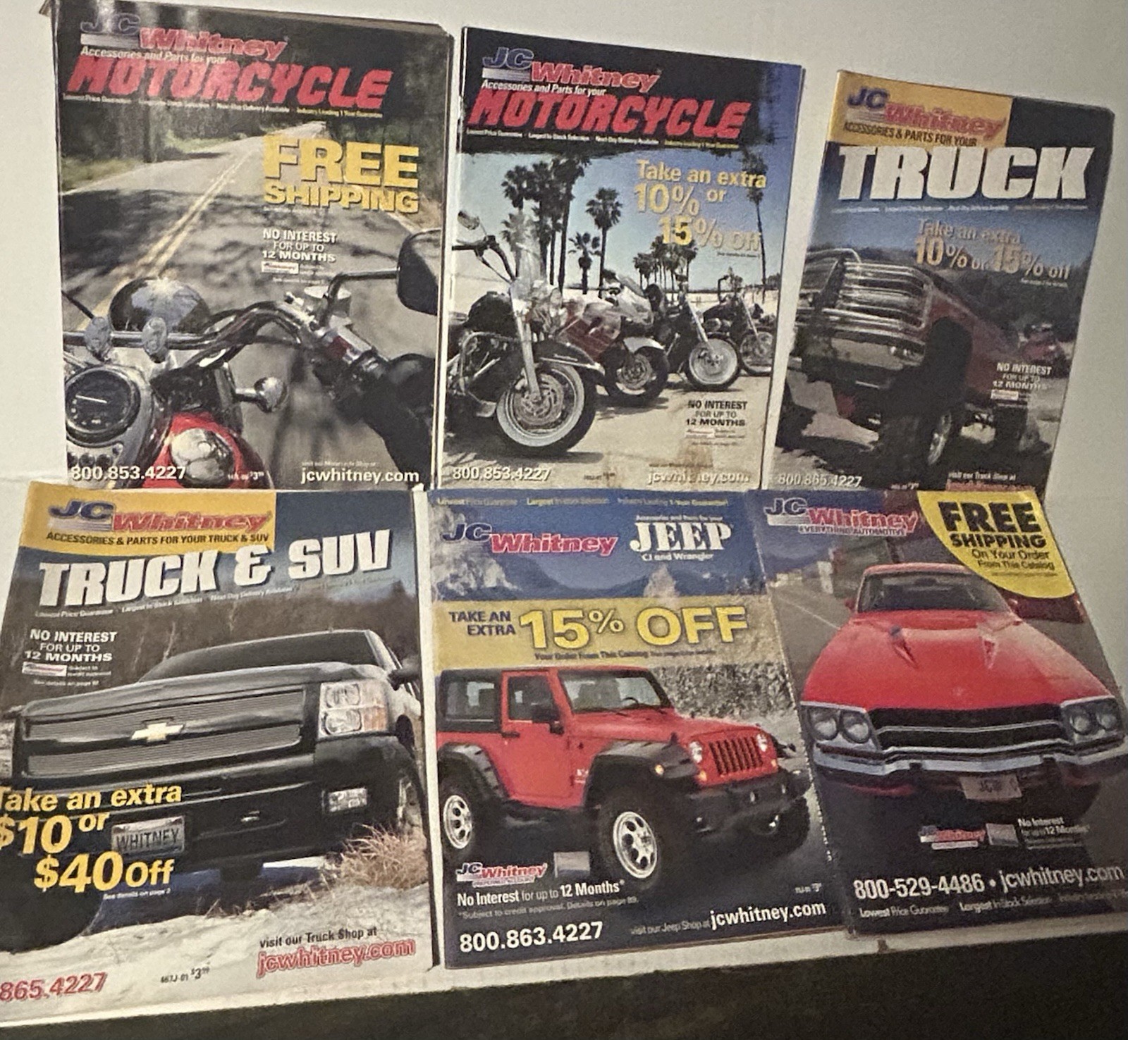 6 JC WHITNEY MAIL ORDER CATALOGS 2000’S ERA•Motorcycle Truck Jeep•EUC