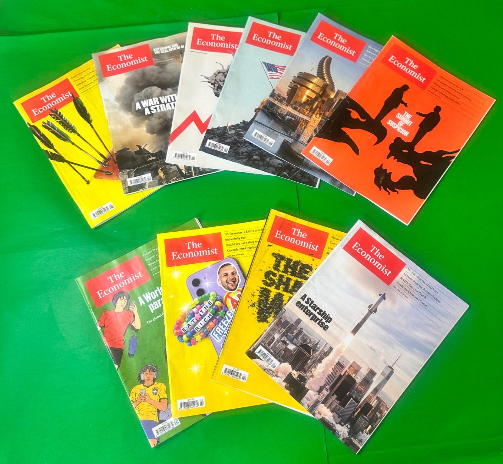 The Economist Bundle Of 10 Magazines, February 21 – June 13 (World Cup) 2026