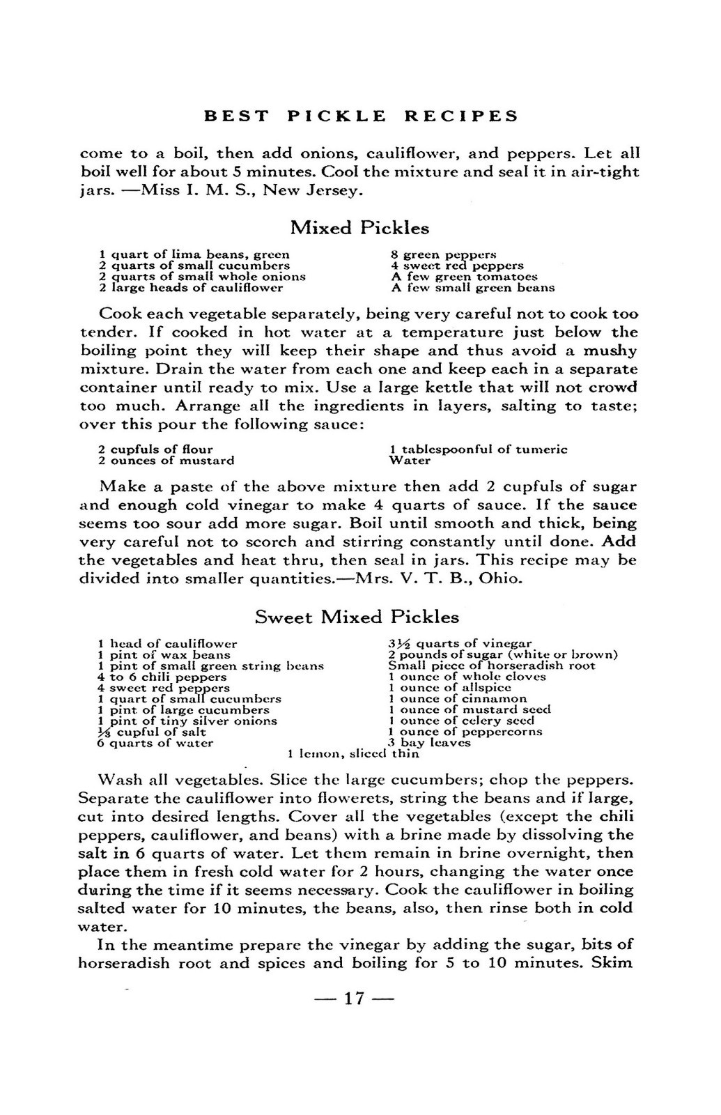 1931 Best Pickle Recipes Cook Book 47 Pages