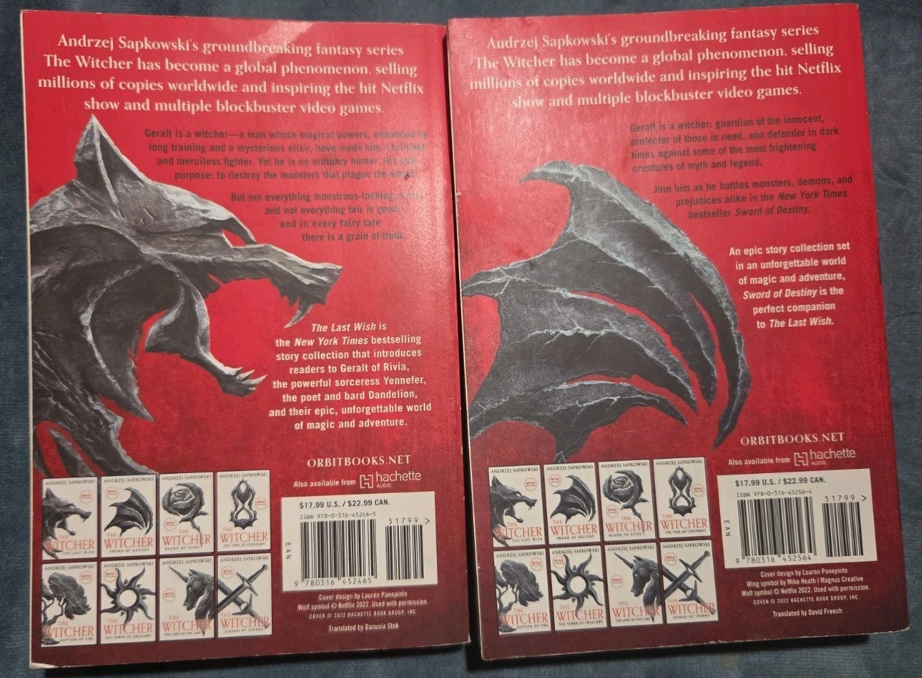 Andrzej Sapkowski the Witcher 1st Two Books “The Last Wish” “Sword of Destiny”