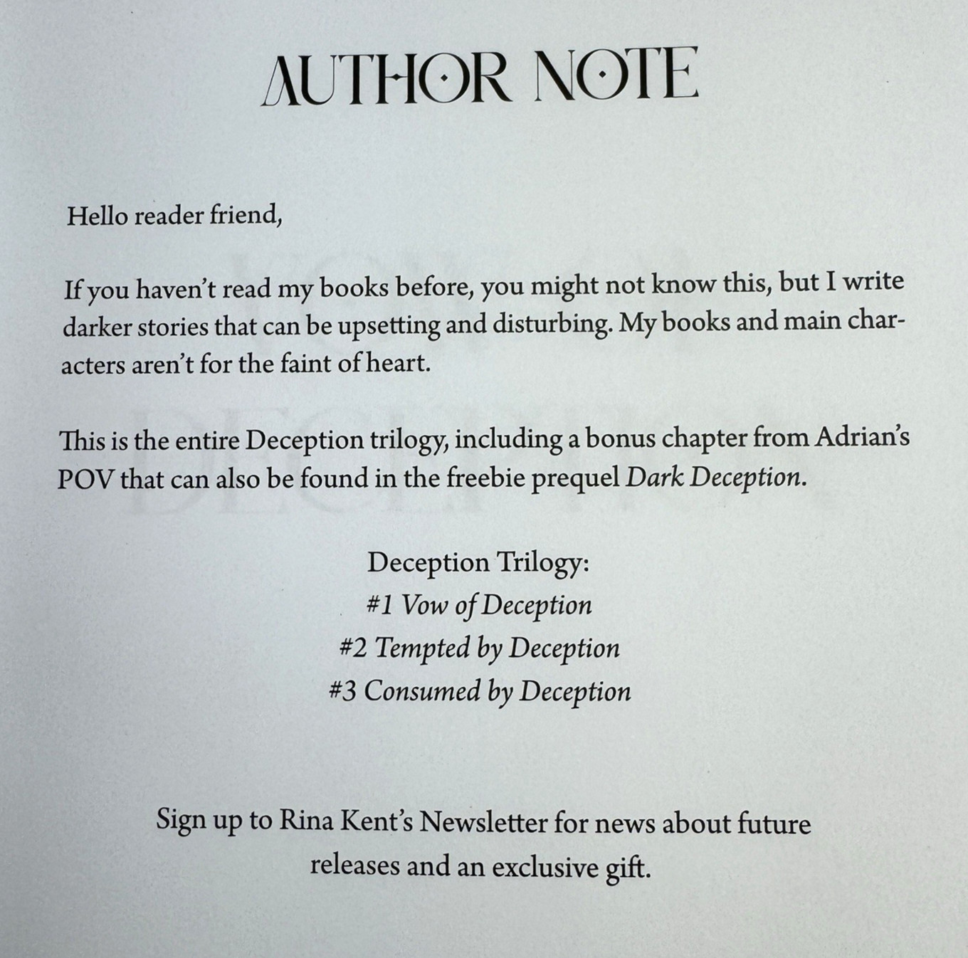 Rina Kent Deceptions Trilogy After Dark Bookshop Special Edition + Art Prints