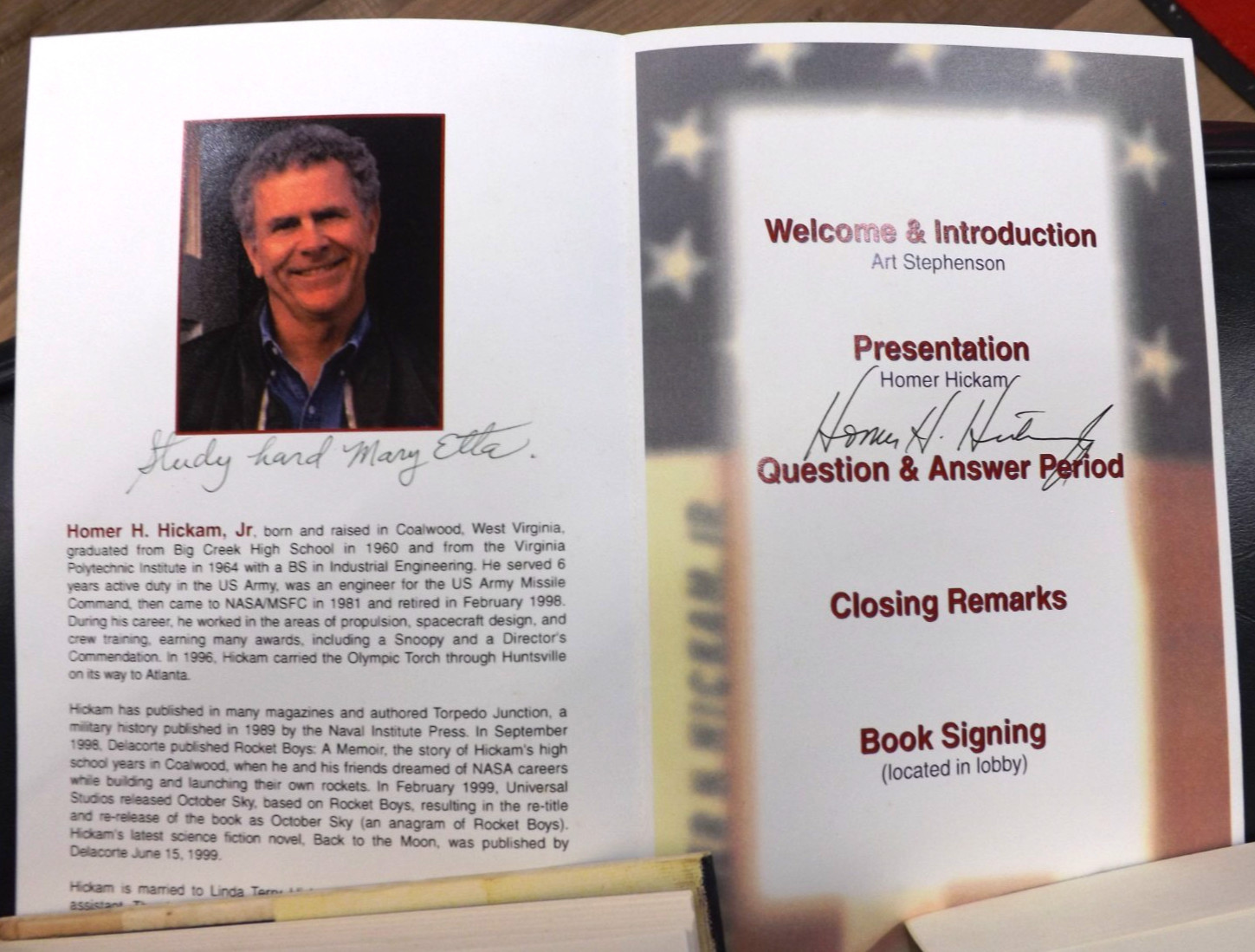 HOMER HICKAM SIGNED 3X LOT ROCKET BOYS 1998 FE BACK TO THE MOON NASA PROGRAM