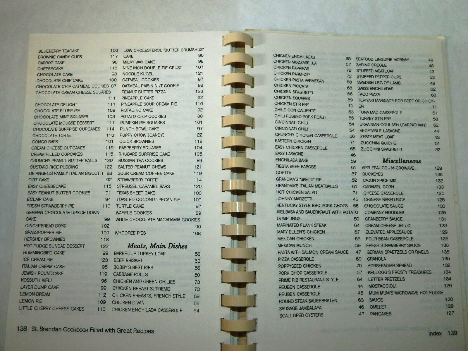 Vintage Saint Brendan Catholic Church Recipes Cookbook, Hilliard, Ohio 1992
