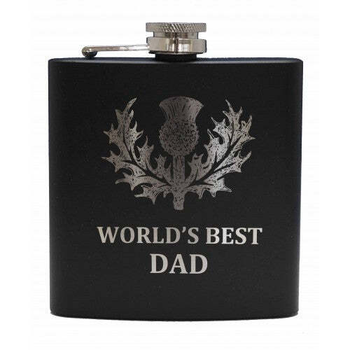 6oz Matt Black Hip Flask in 9 Designs