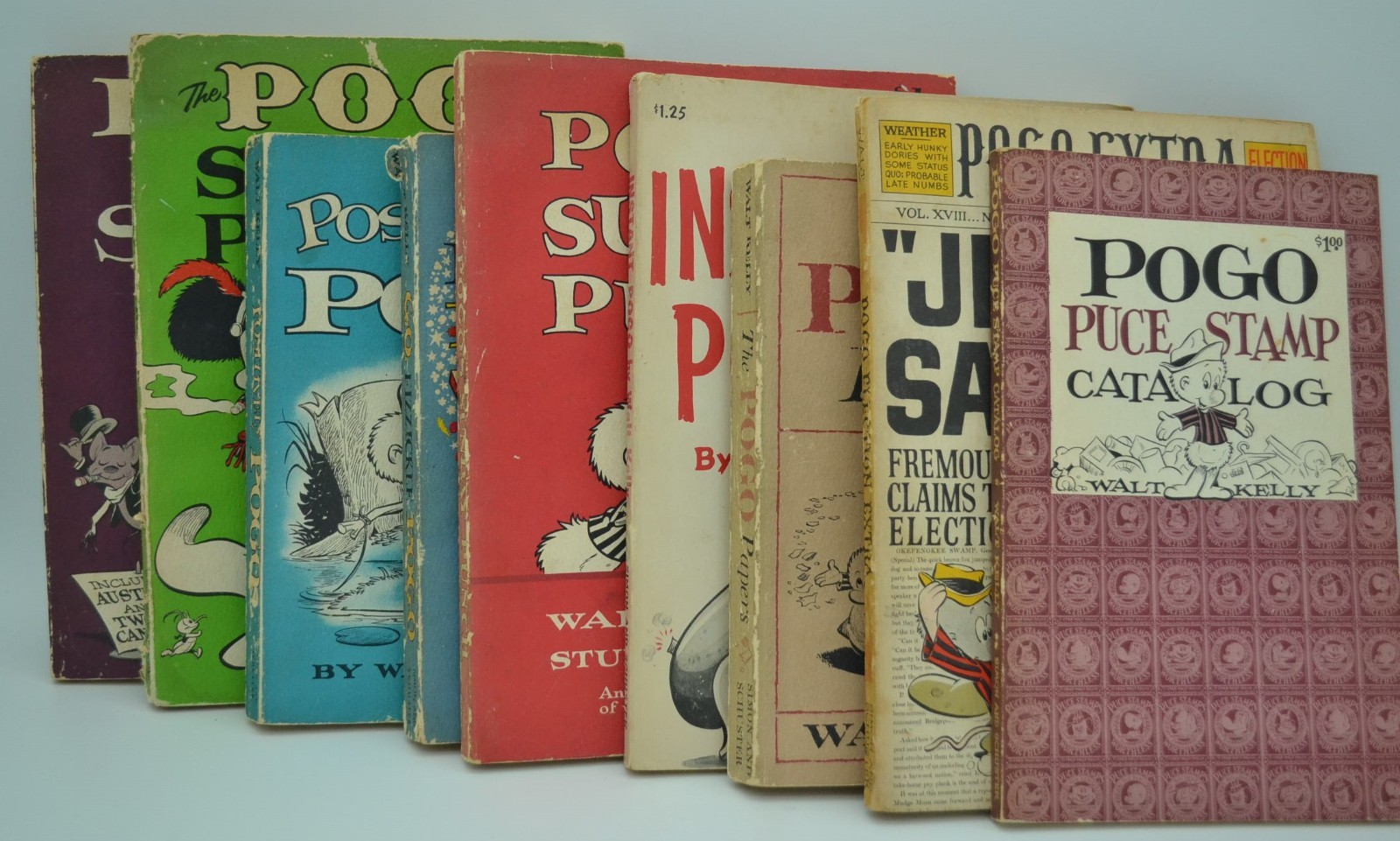 LOT of 9 Pogo Paperbacks, Walt Kelly, Simon and Schuster, (8 First Printings)
