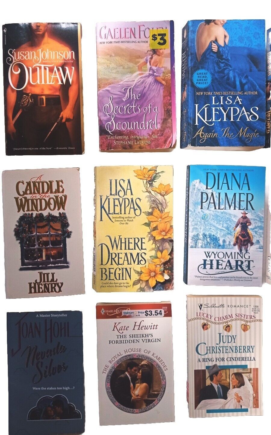 Lot of 9 Romance Paperbacks – Harlequin or Silhouette Style