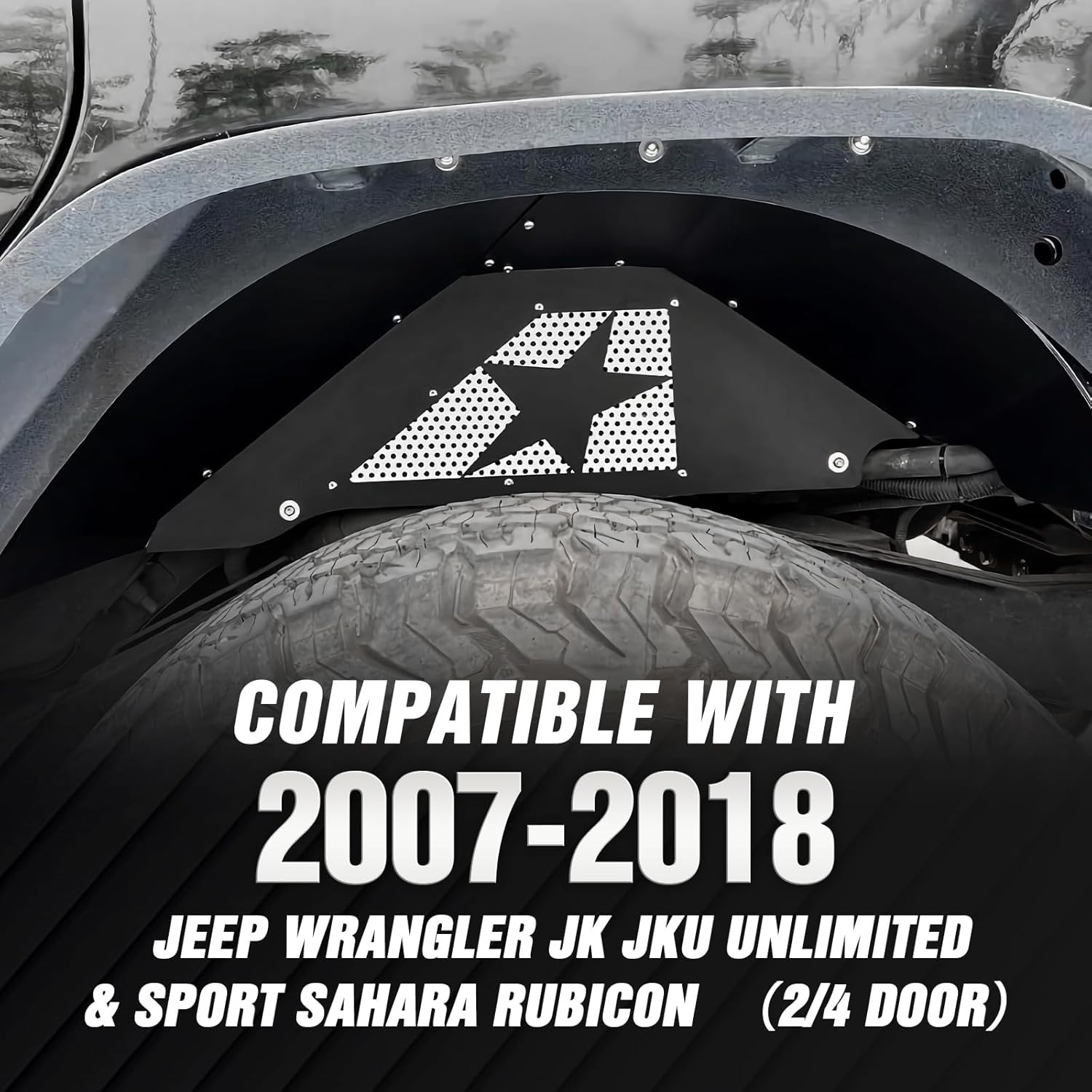 Front & Rear Inner Fender Liners Compatible with 2007-2018 Jeep Wrangler JK & JK