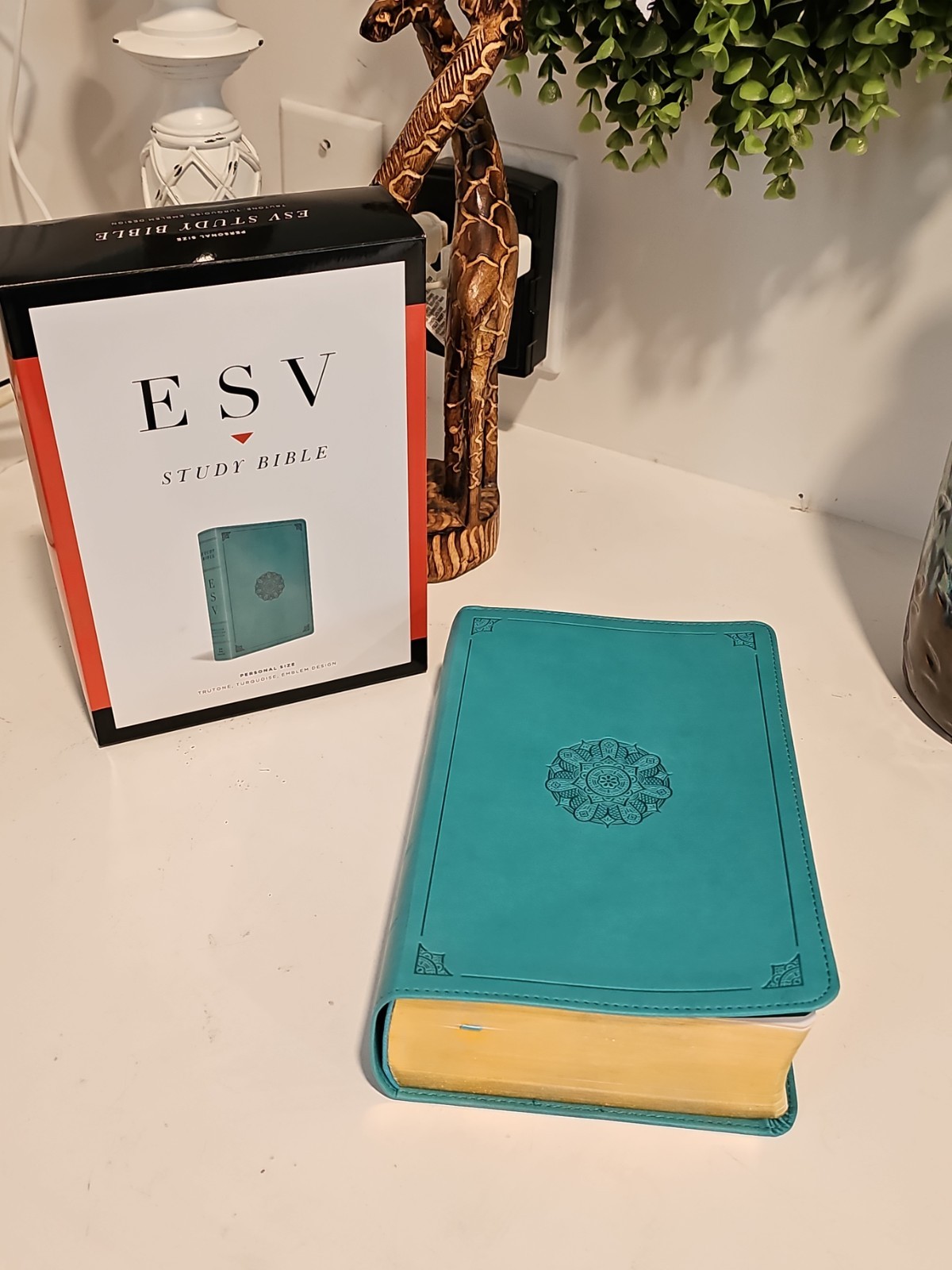 ESV Study Bible Personal Size Turquoise Trutone Emblem on Cover NEW