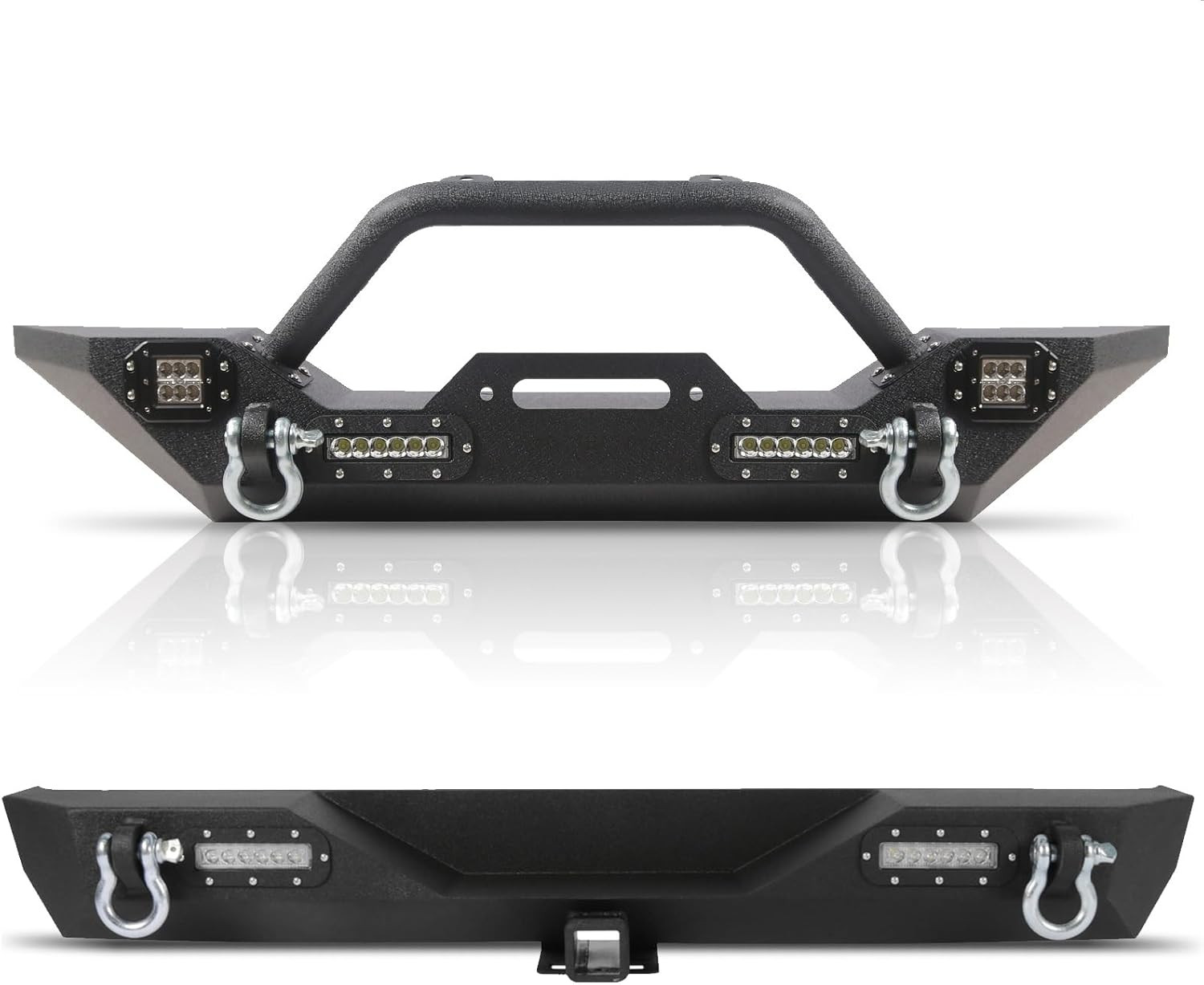 OffRoad Front and Rear Bumper Combo Fits for Jeep Wrangler TJ YJ 1987200 G2U