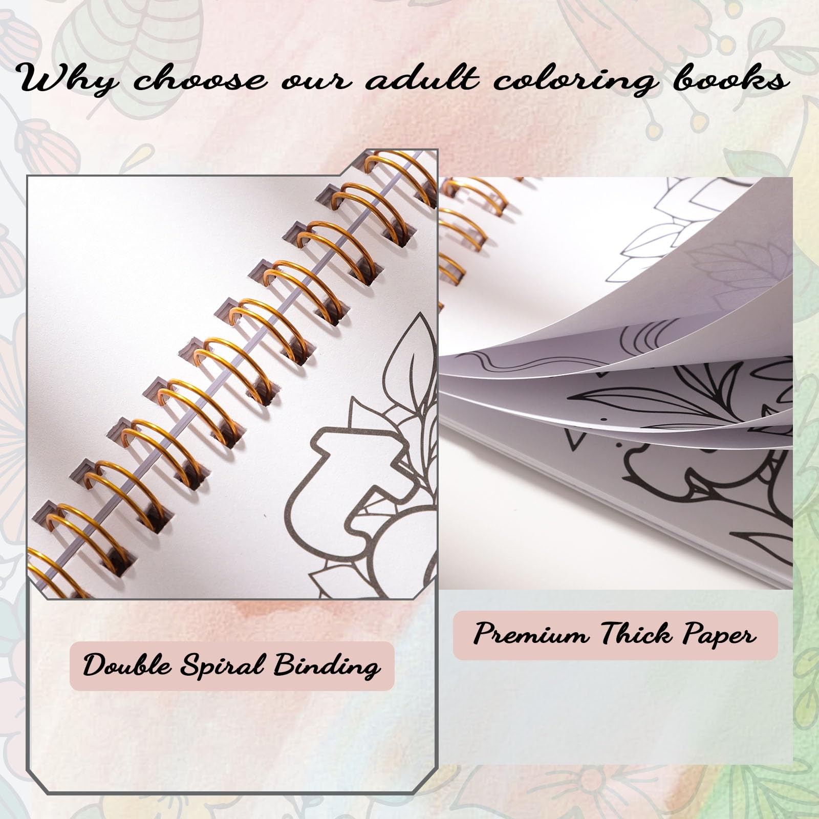 Adult Coloring Book Set, 7 x 8.2 in Spiral Bound, 24 Markers Stress Relief | 32