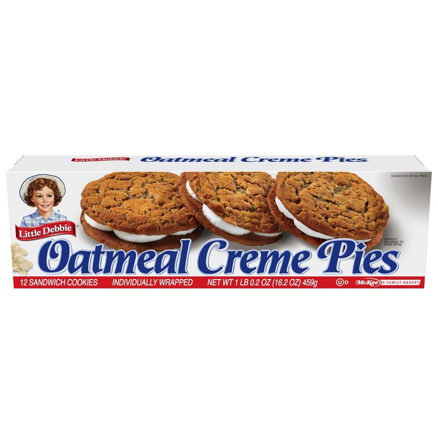 Wholesome Oatmeal Crème Pies – 12 Individually Wrapped Sandwich Cookies, 16.2 OZ