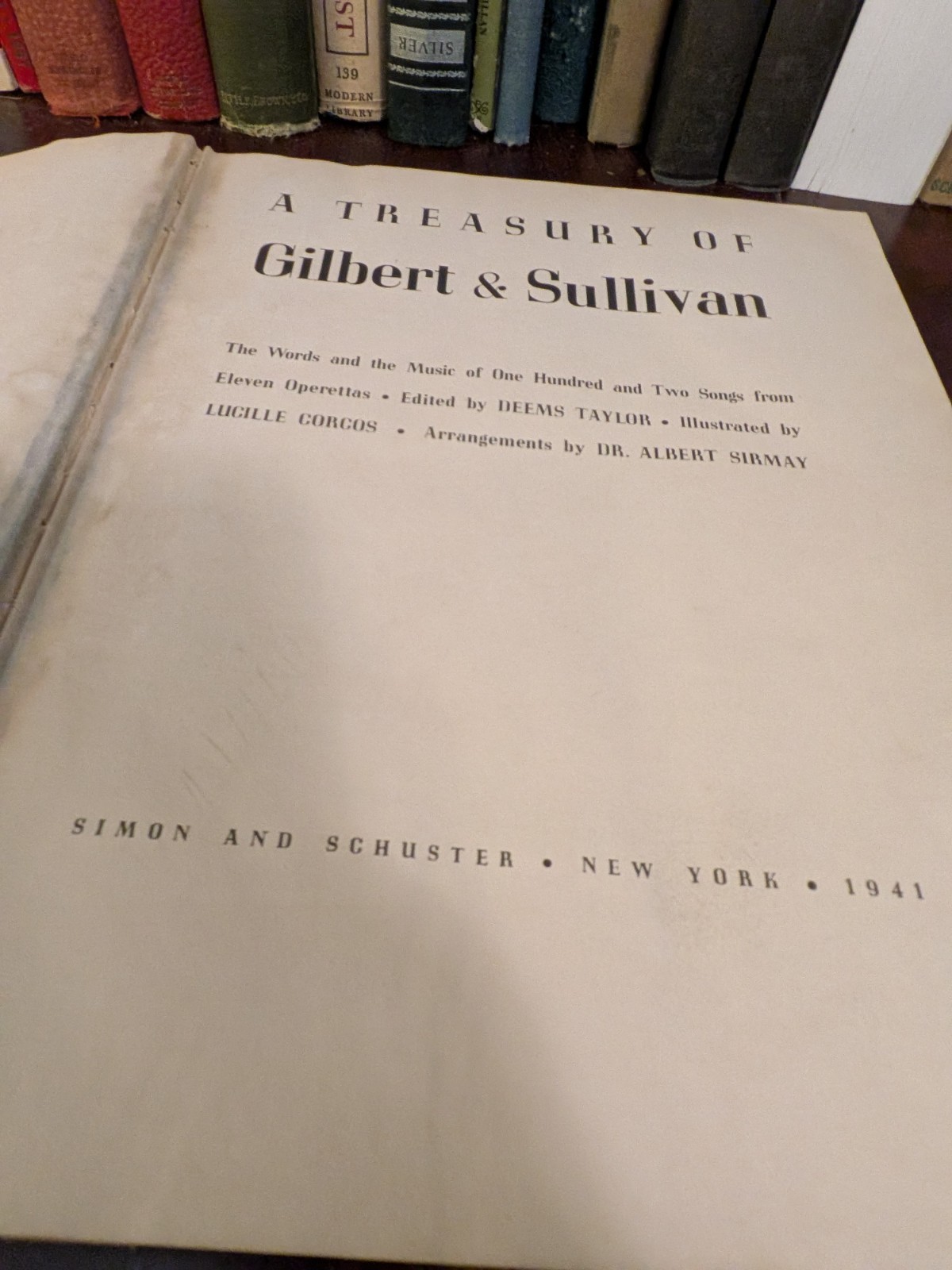 A Treasury Of Gilbert and Sullivan- Simon & Shuster Antique Book 1941