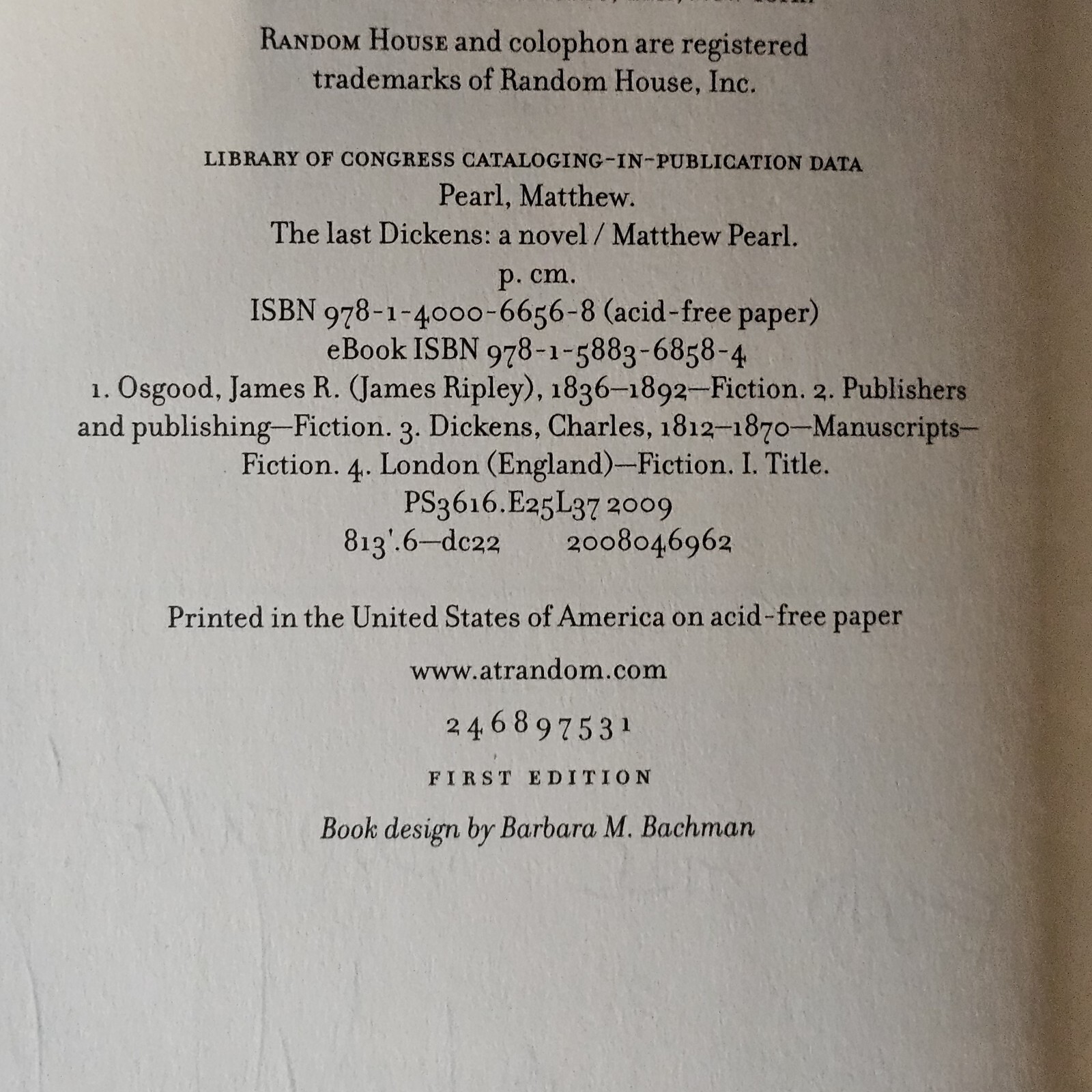 The Last Dickens Matthew Pearl Signed 1st Edition/Printing Hardcover Dust Jacket