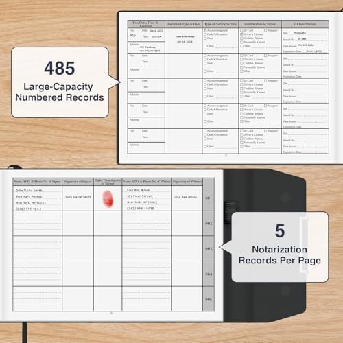 Notary Journal Log Book – Hardcover with 485 Entries, Privacy Guard, 200 Pages,