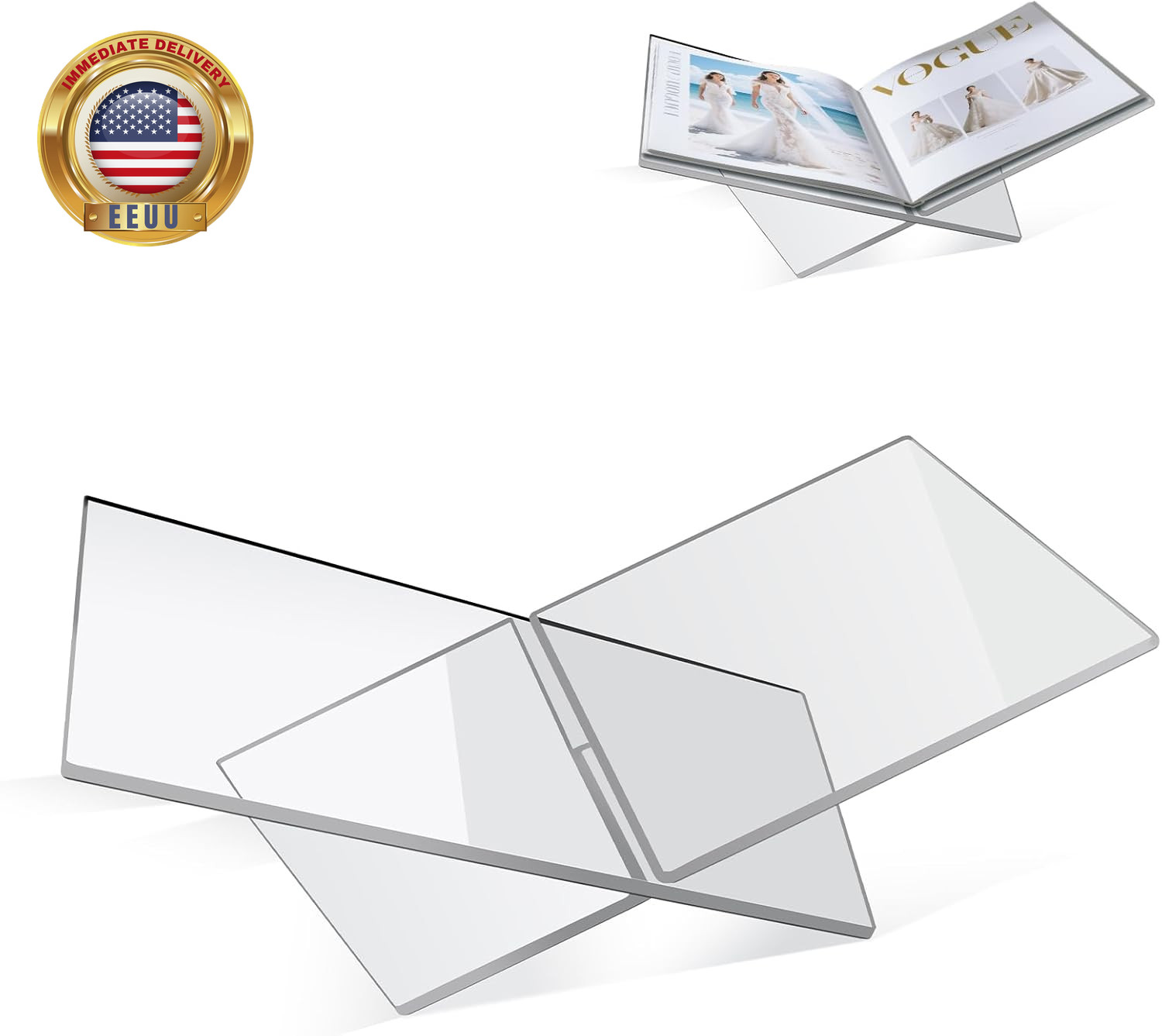 Clear Acrylic Book Stand – Large 12.6 X 6.7 X 5 in Book Holder for Cookbooks, Bi