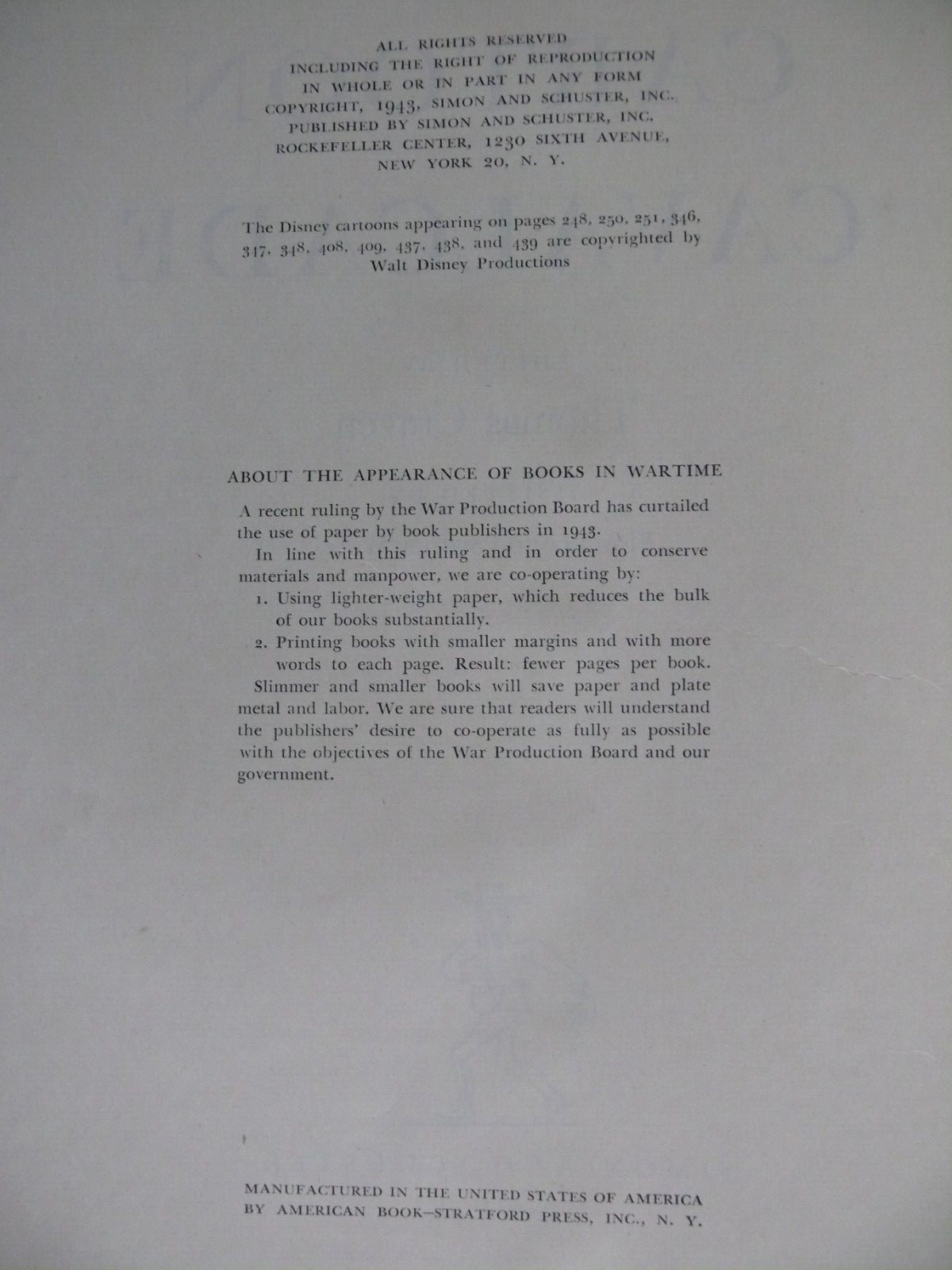 CARTOON CAVALCADE, Edit by Thomas Craven. New York: Simon & Shuster 1943