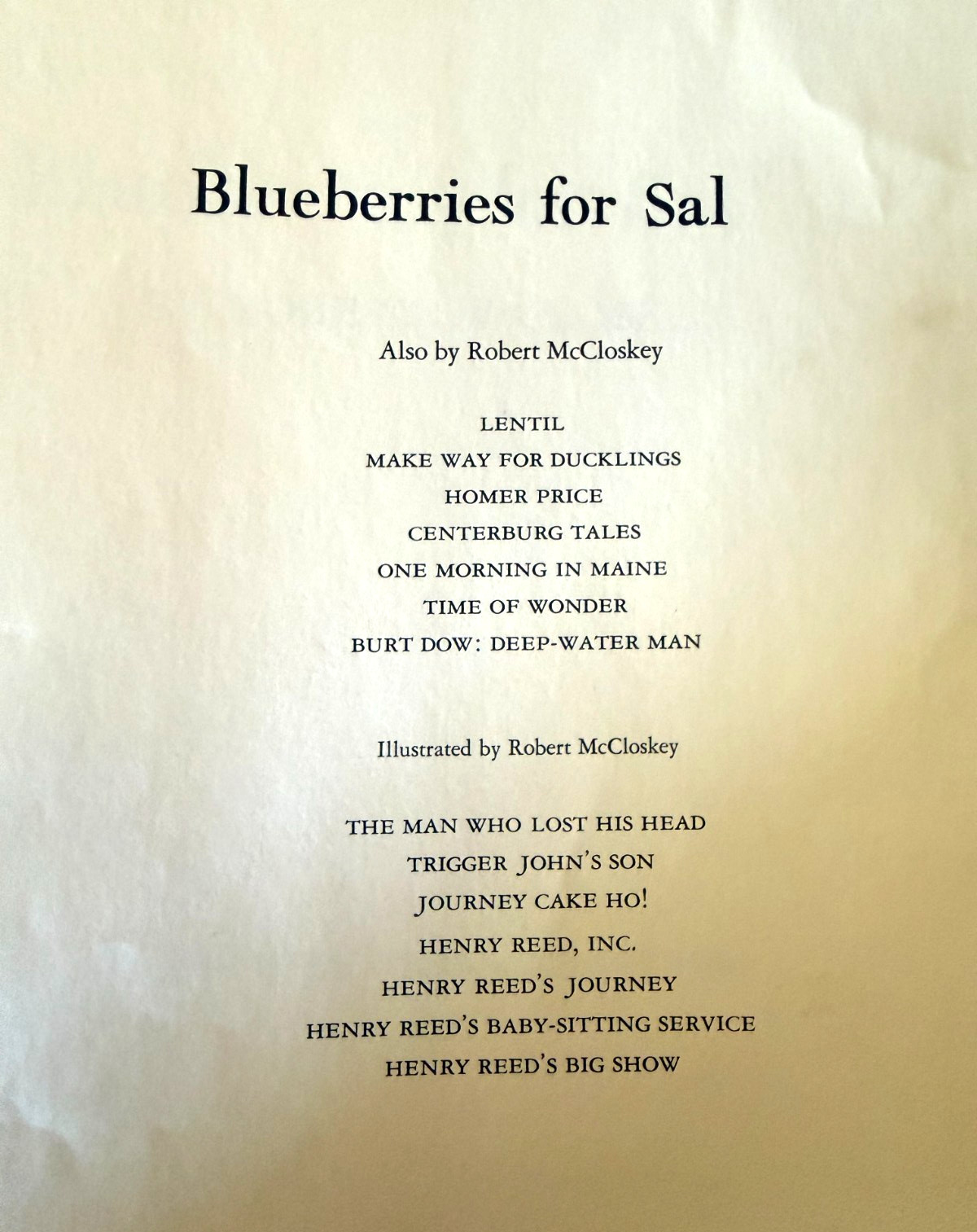 Blueberries for Sal by Robert McCloskey (1948, Hardcover)