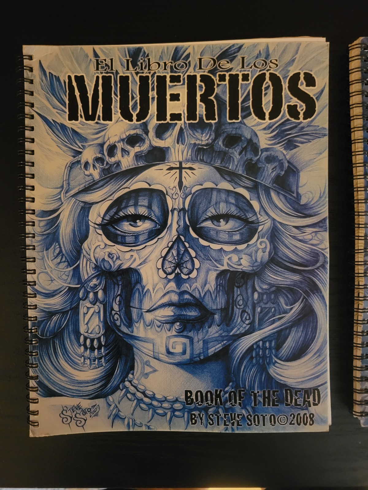 3 RELIGIOUS/MUERTOS SPIRAL BOUND TATTOO SKETCHBOOKS by: STEVE SOTO, 2008-9