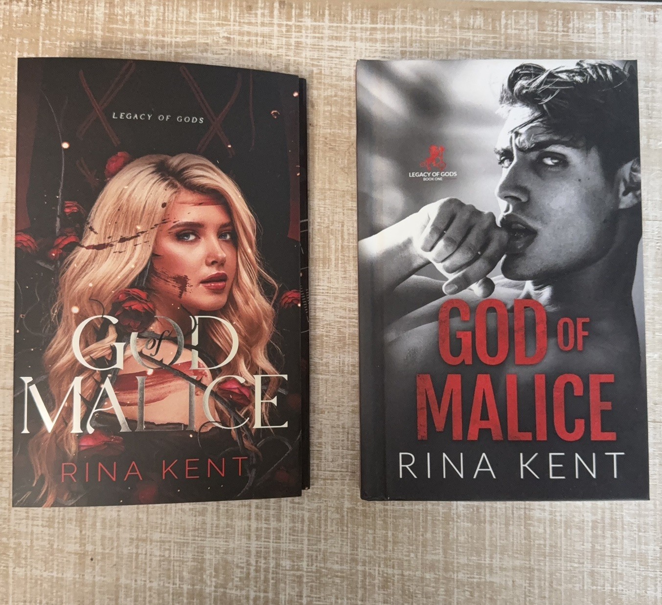 God of Malice by Rina Kent OOP Model Cover Hardback Legacy of Gods