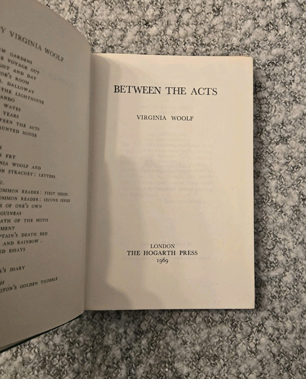 Between The Acts Virginia Woolf 1969 The Hogarth Press Universal Literature