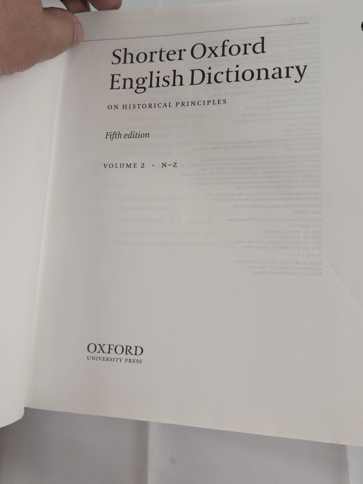 Shorter Oxford English Dictionary Fifth Edition 2-Volume Hardcover Set 2003
