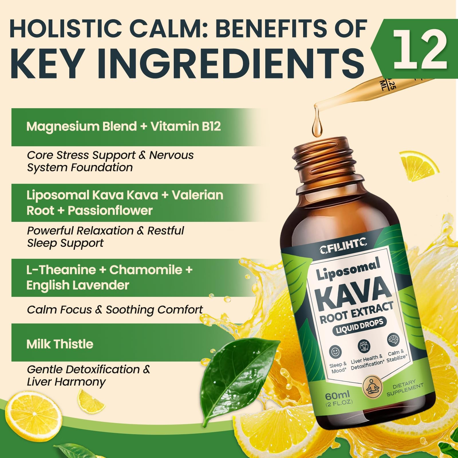 Liposomal Kava Liquid Drops Supplement – 1 Fl Oz (Pack of 1)