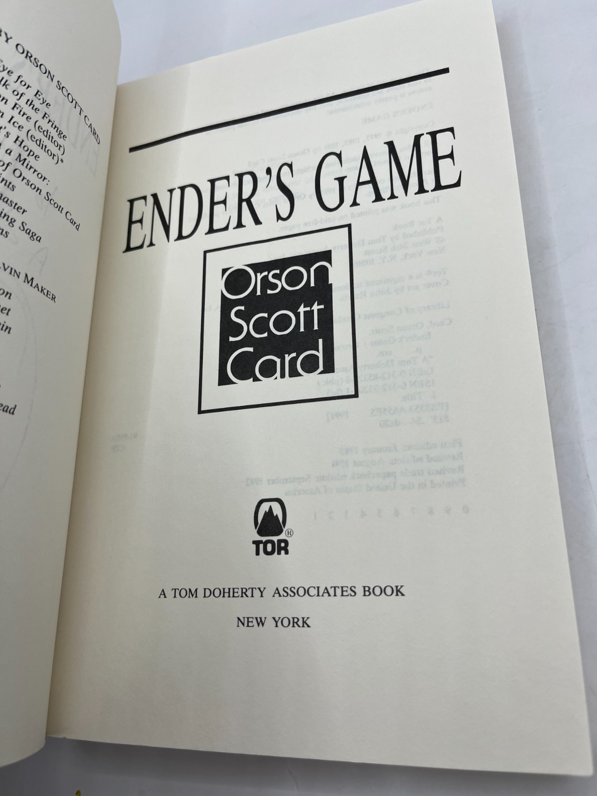 Orson Scott Card – Ender’s Game ~ SIGNED ~ 1992 ~ Author’s Definitive Ed