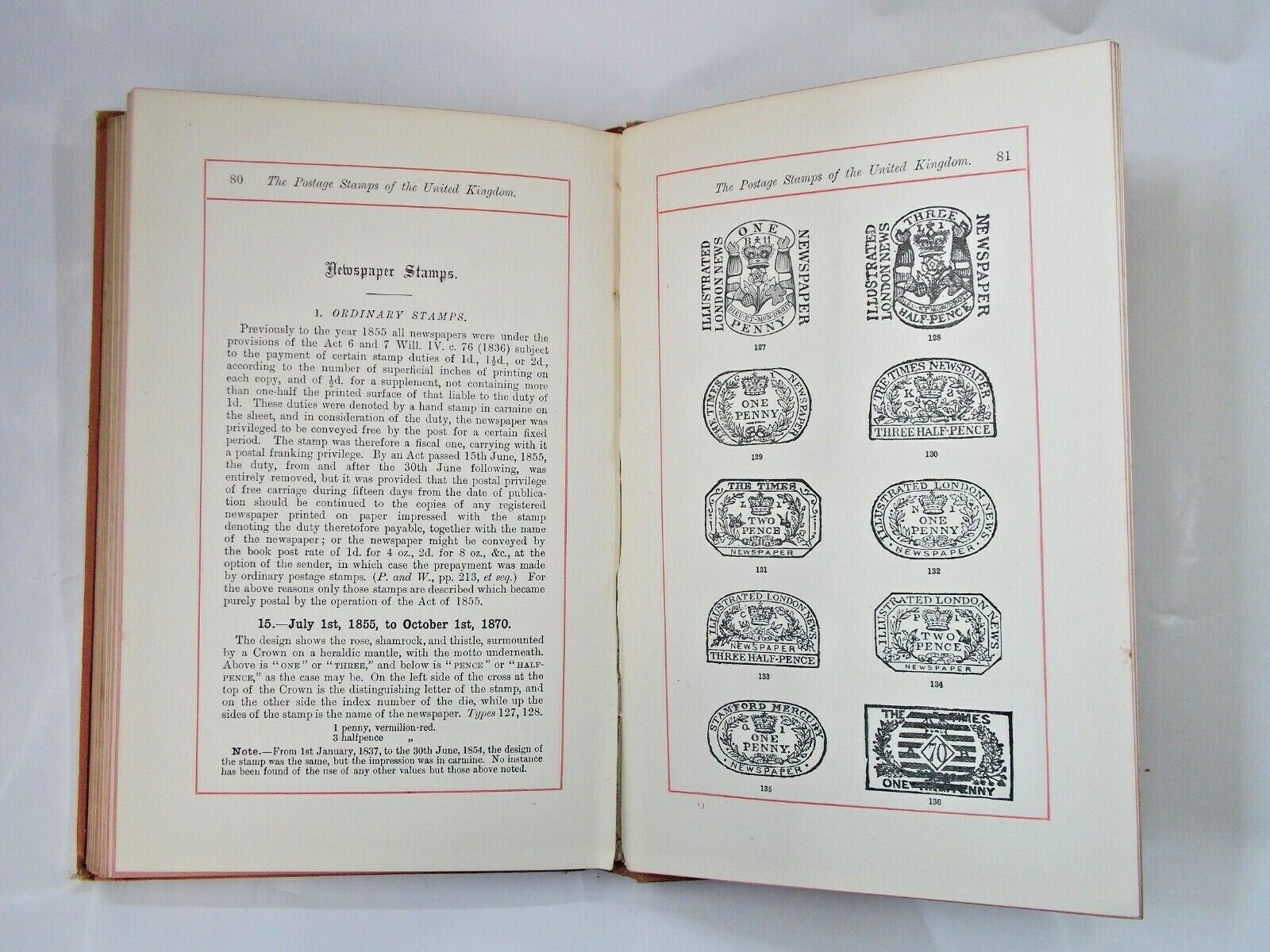 Postage Stamps of the United Kingdom 1840-1890 by William A S Westoby 1891 h/b