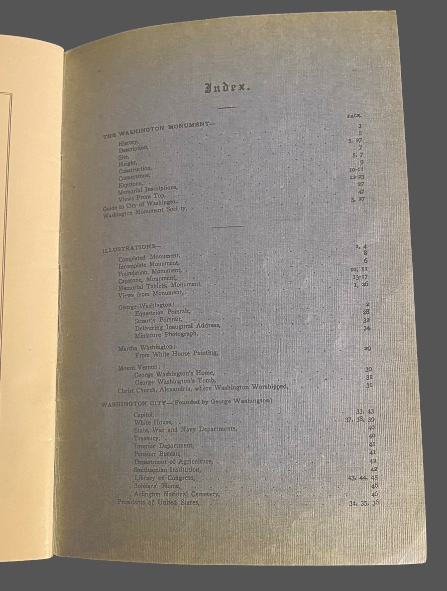Original 1907 The Washington Monument Illustrated Guide And History 48 Pages